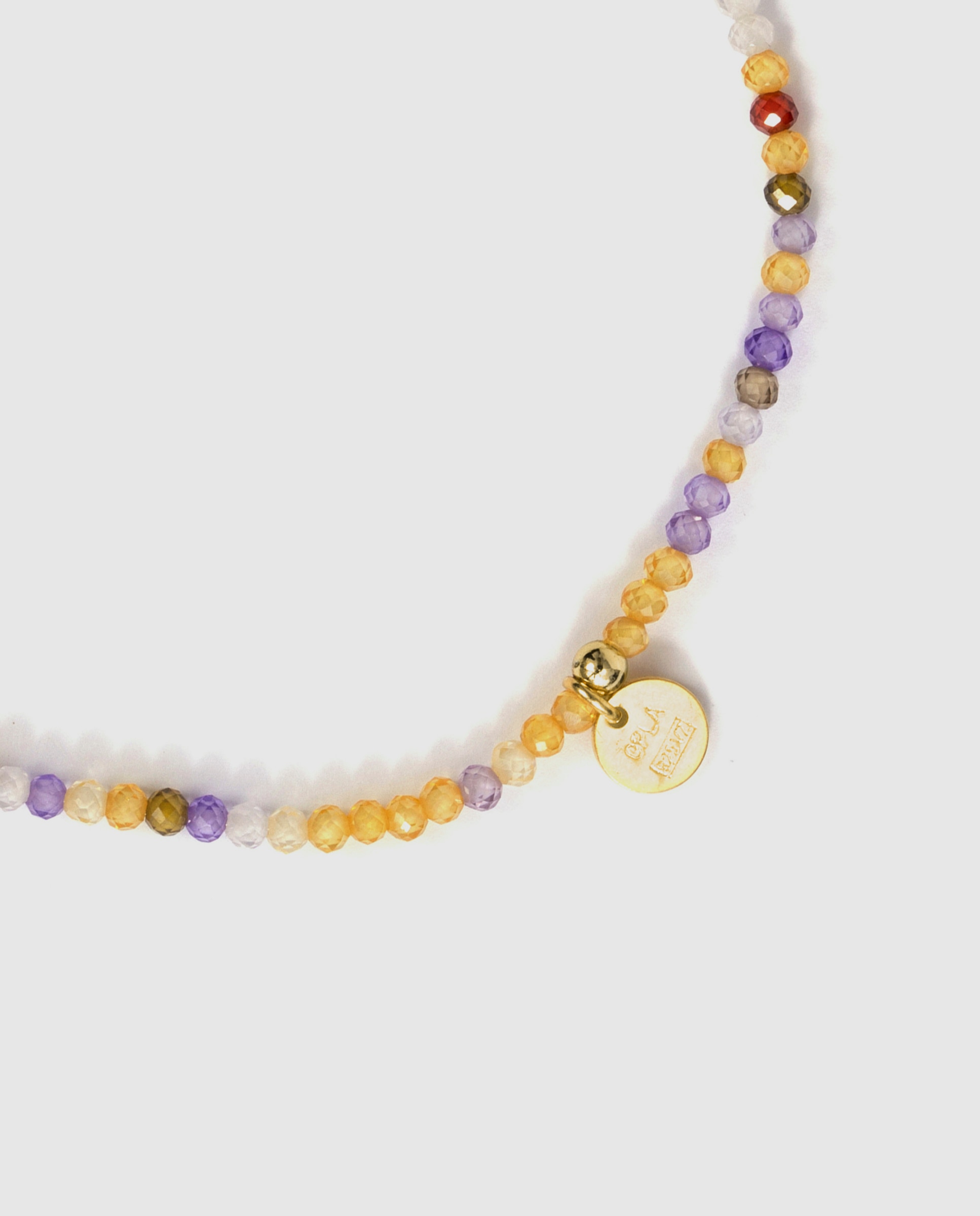 Pulseira de Corrente Pide Un Deseo com Cristal Acabada em Ouro Amarelo 18k Multicolor-7