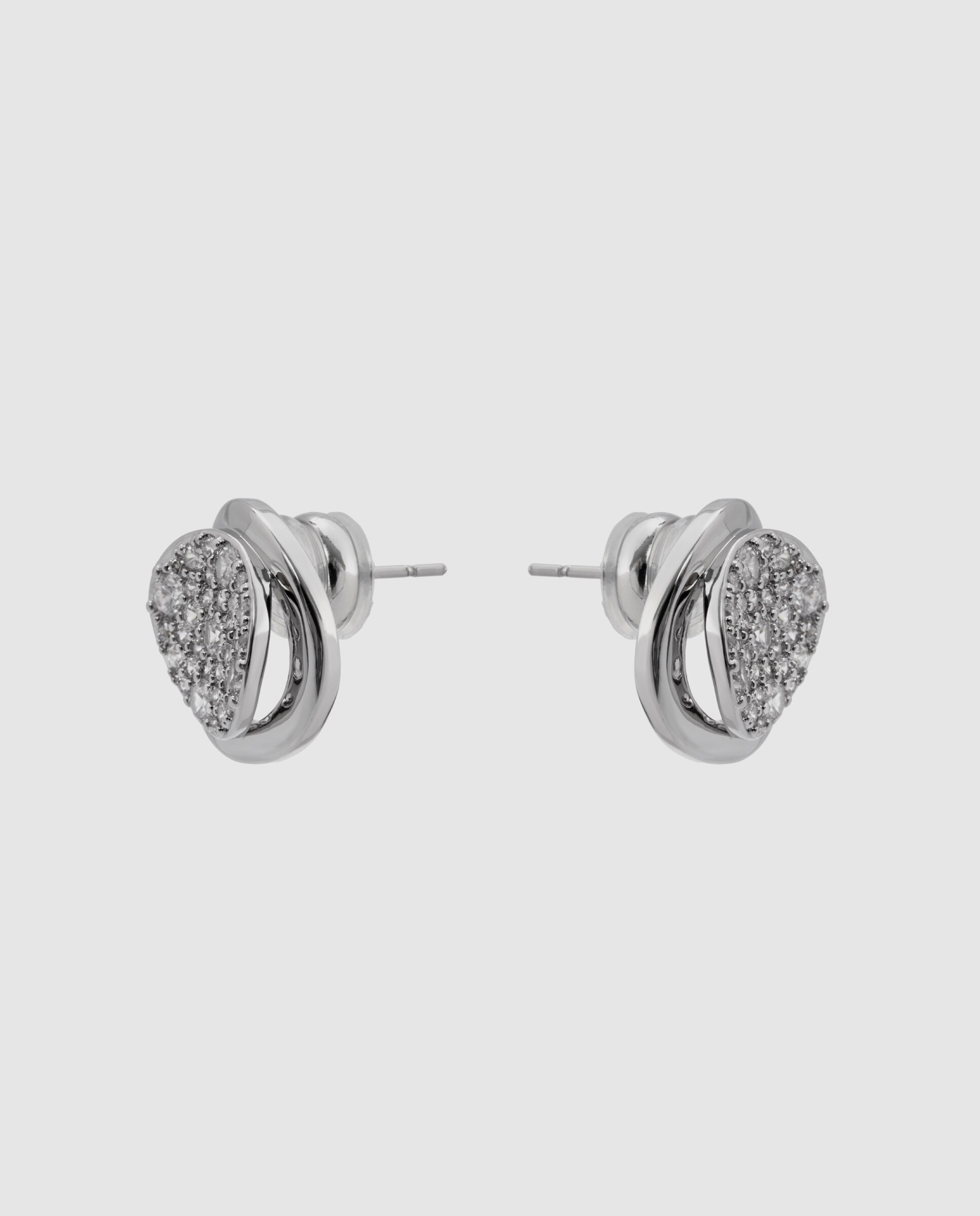 Brincos Basic com Zirconita Acabados em Ródio Branco-3