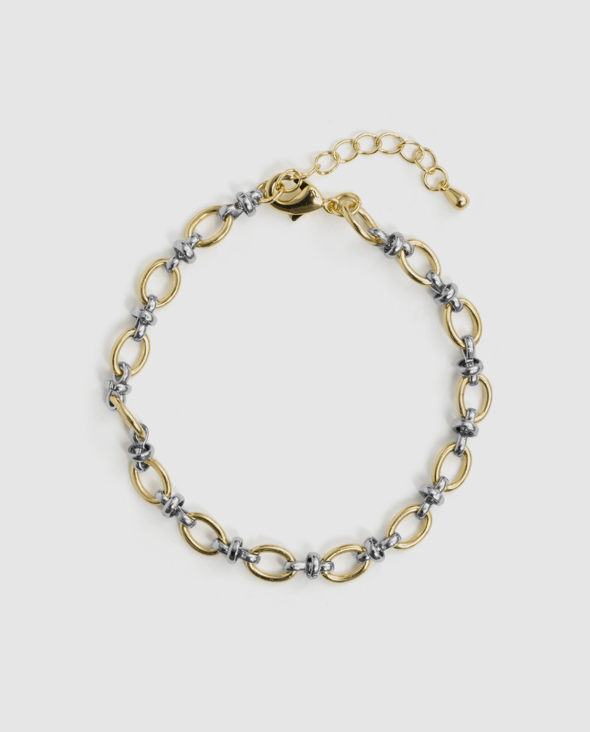 Pulseira de Elos África Acabada em Ouro Amarelo 18k e Ródio Multicolor-3