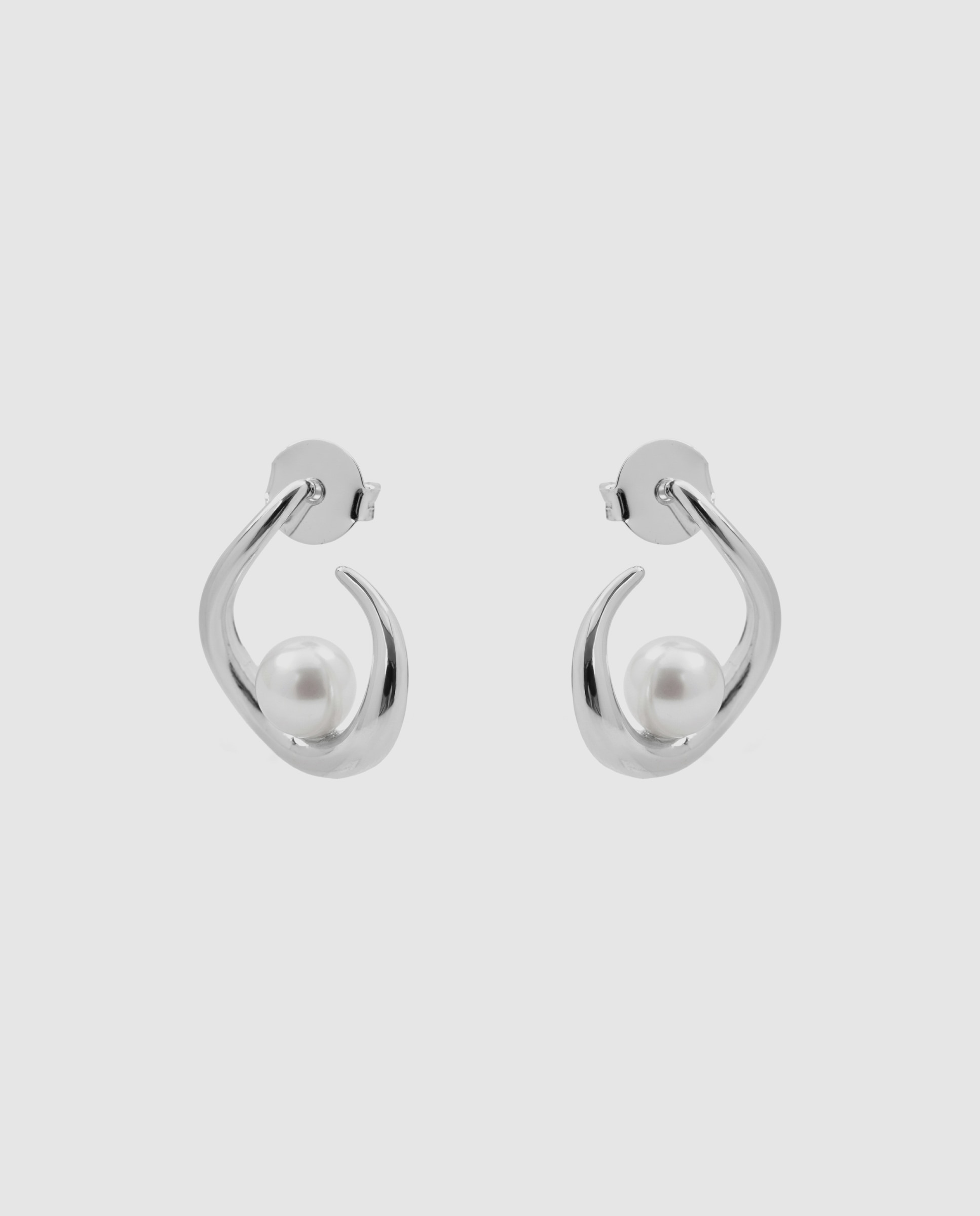 Brincos Basic com Pérola Acabados em Ródio Branco-3