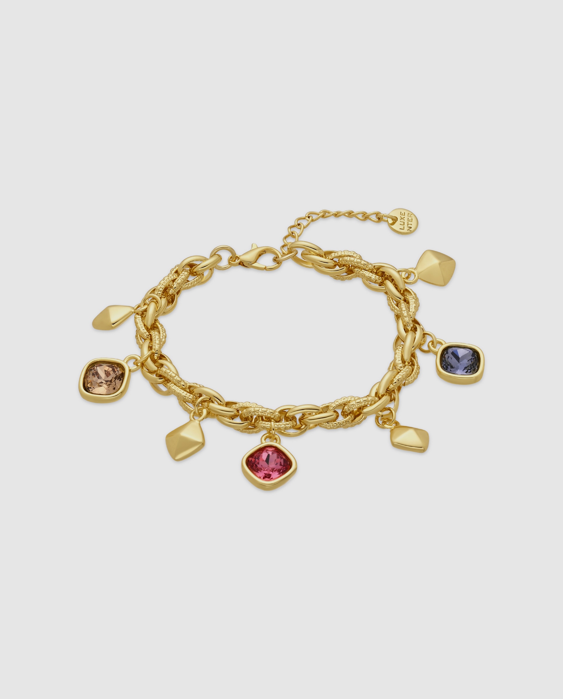 Imagem 0 de Pulseira de Elos África com Cristal Acabada em Ouro Amarelo de 18k