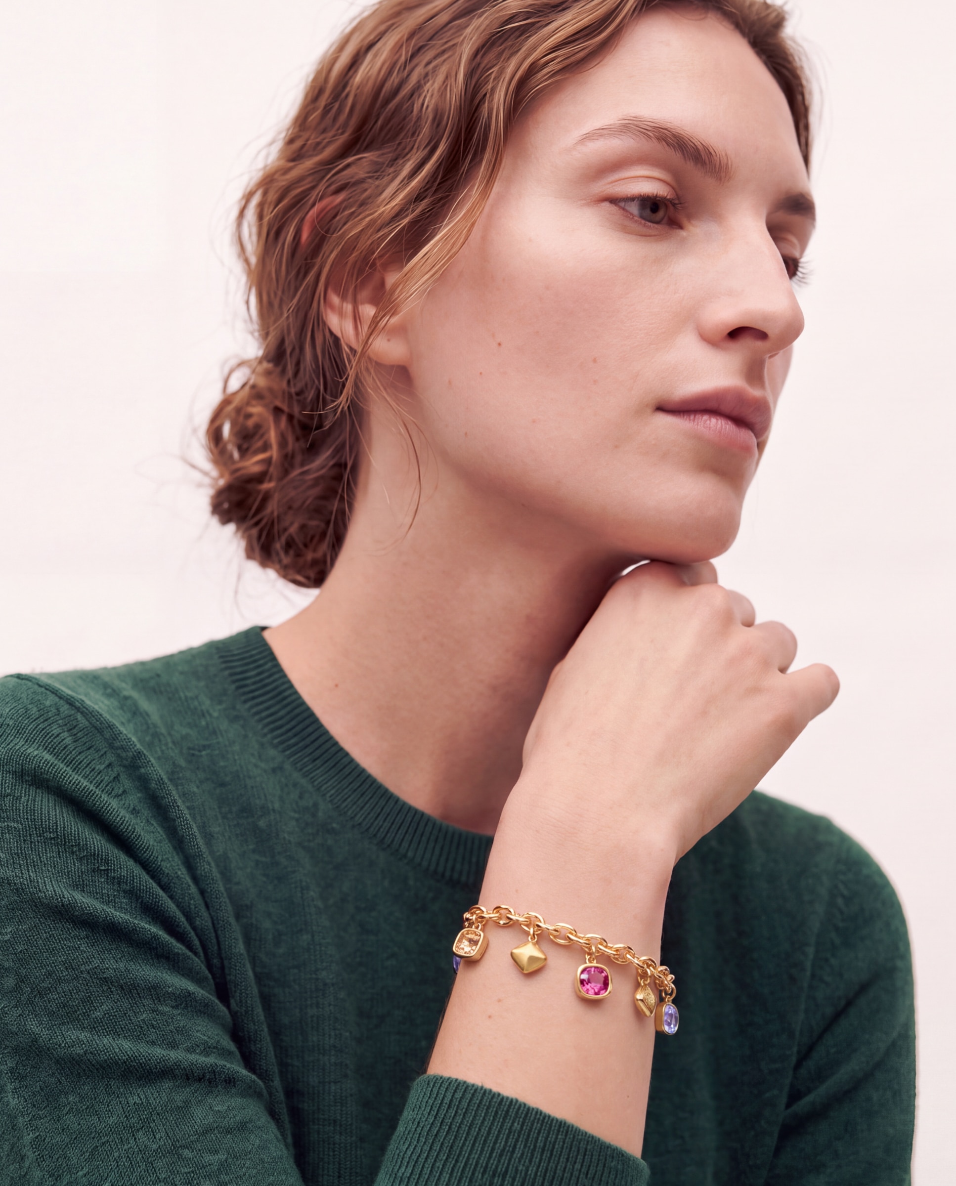 Pulseira de Elos África com Cristal Acabada em Ouro Amarelo de 18k Multicolor-2