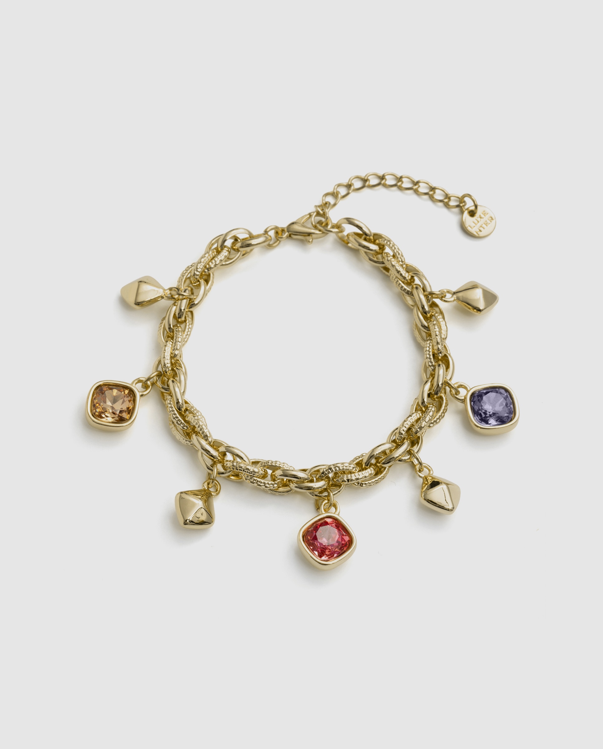 Pulseira de Elos África com Cristal Acabada em Ouro Amarelo de 18k Multicolor-3