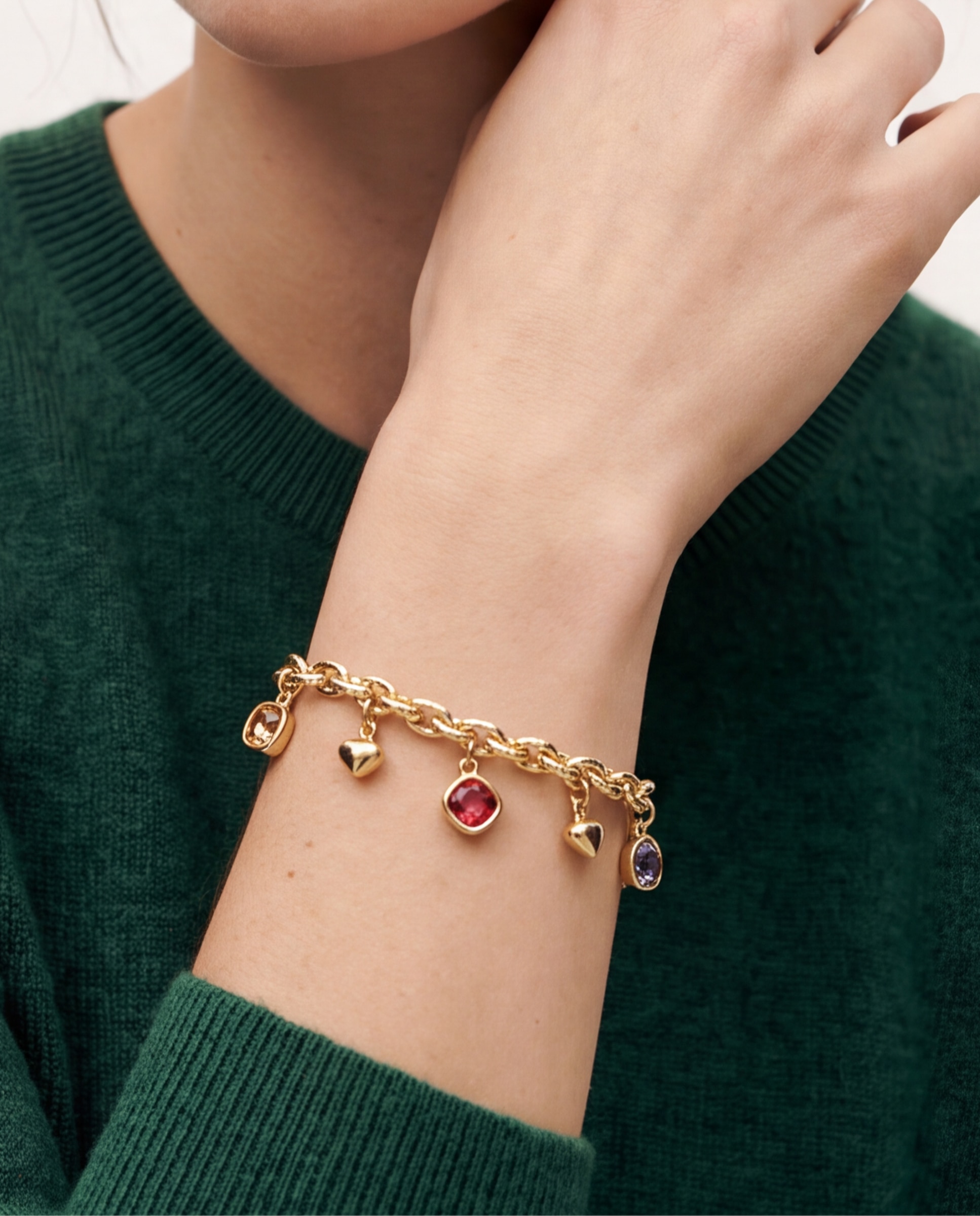 Pulseira de Elos África com Cristal Acabada em Ouro Amarelo de 18k Multicolor-4