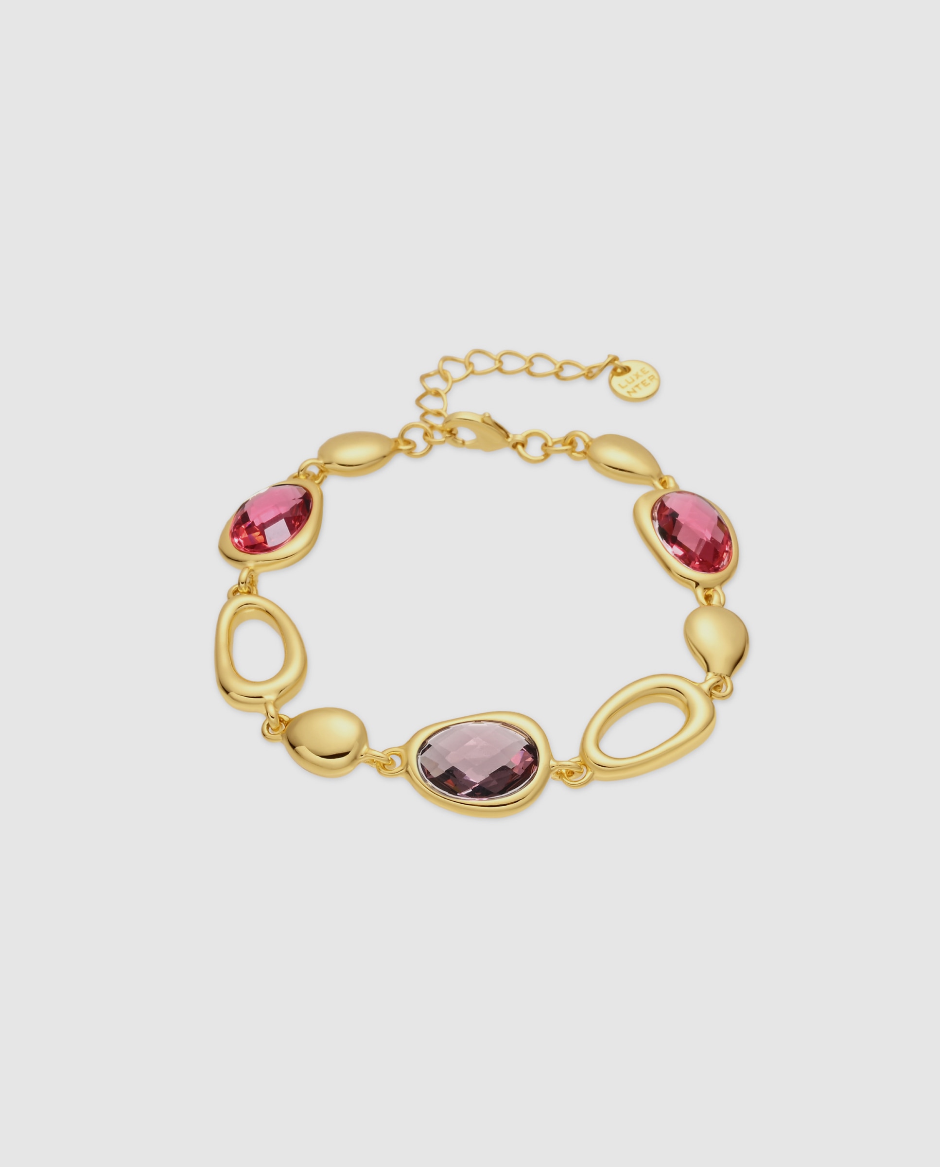 Imagem 0 de Pulseira com Elos Africa com Cristal Acabada em Ouro Amarelo de 18k