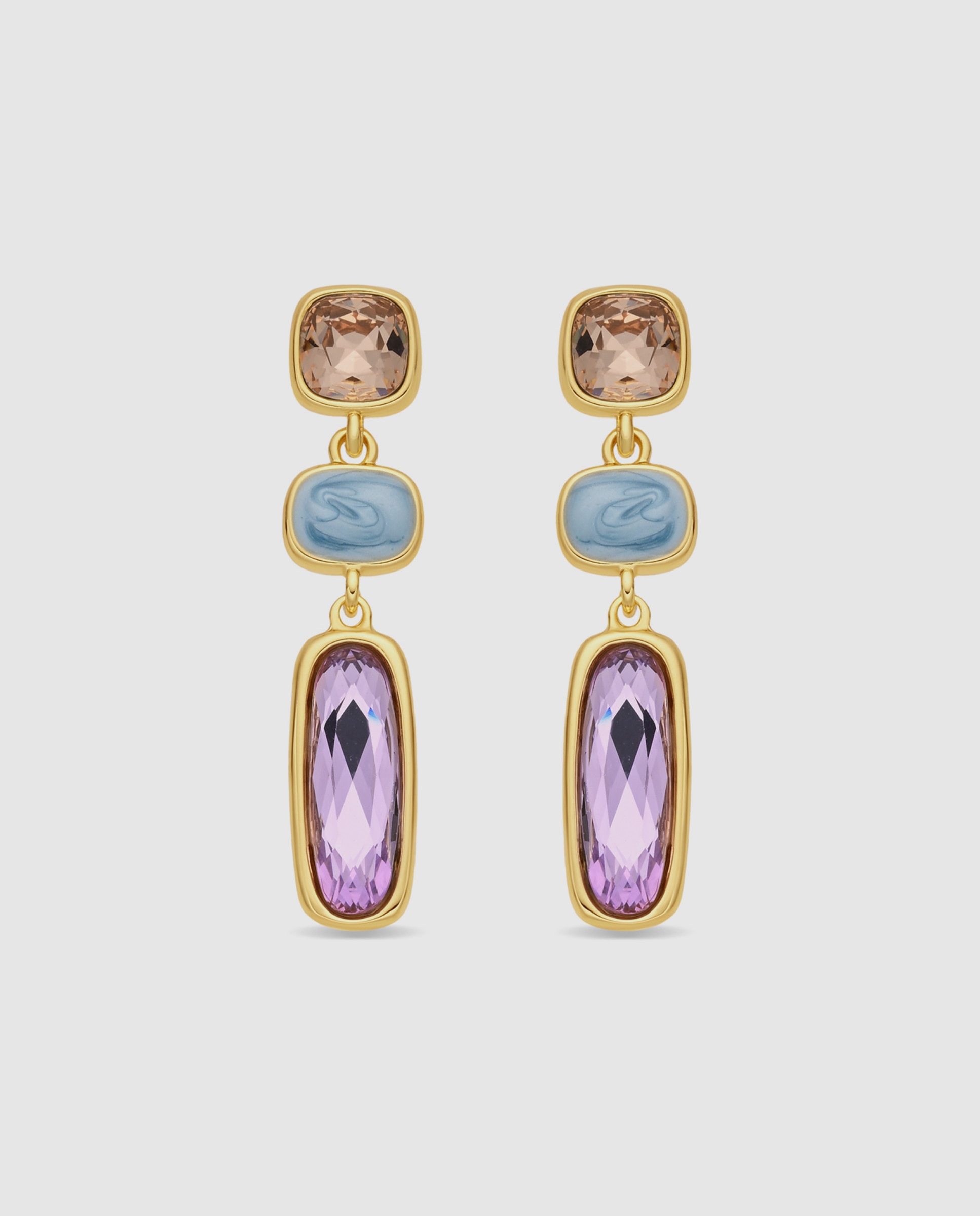 Imagem 0 de Brincos Africa com Cristal Acabados em Ouro Amarelo de 18k