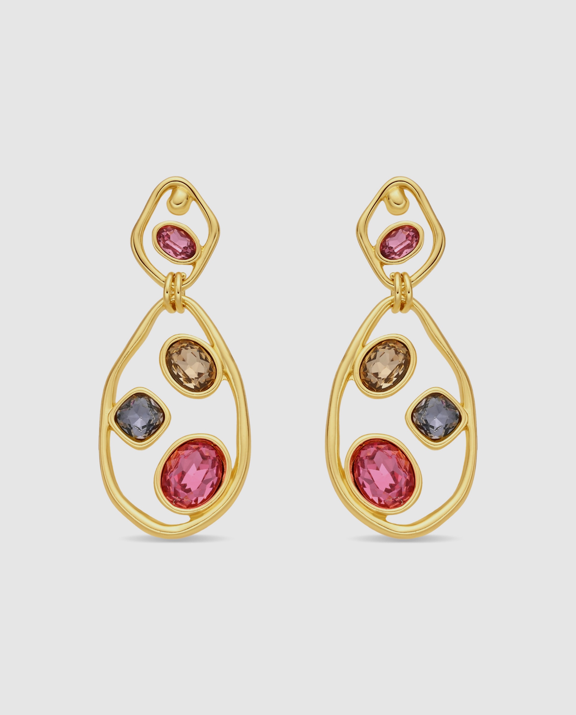 Imagem 0 de Brincos Africa com Cristal Acabados em Ouro Amarelo de 18k