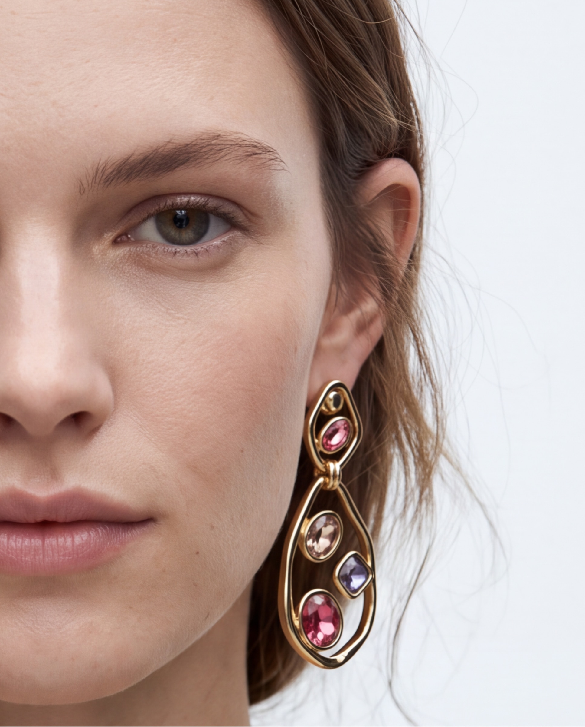 Brincos Africa com Cristal Acabados em Ouro Amarelo de 18k Multicolor-4