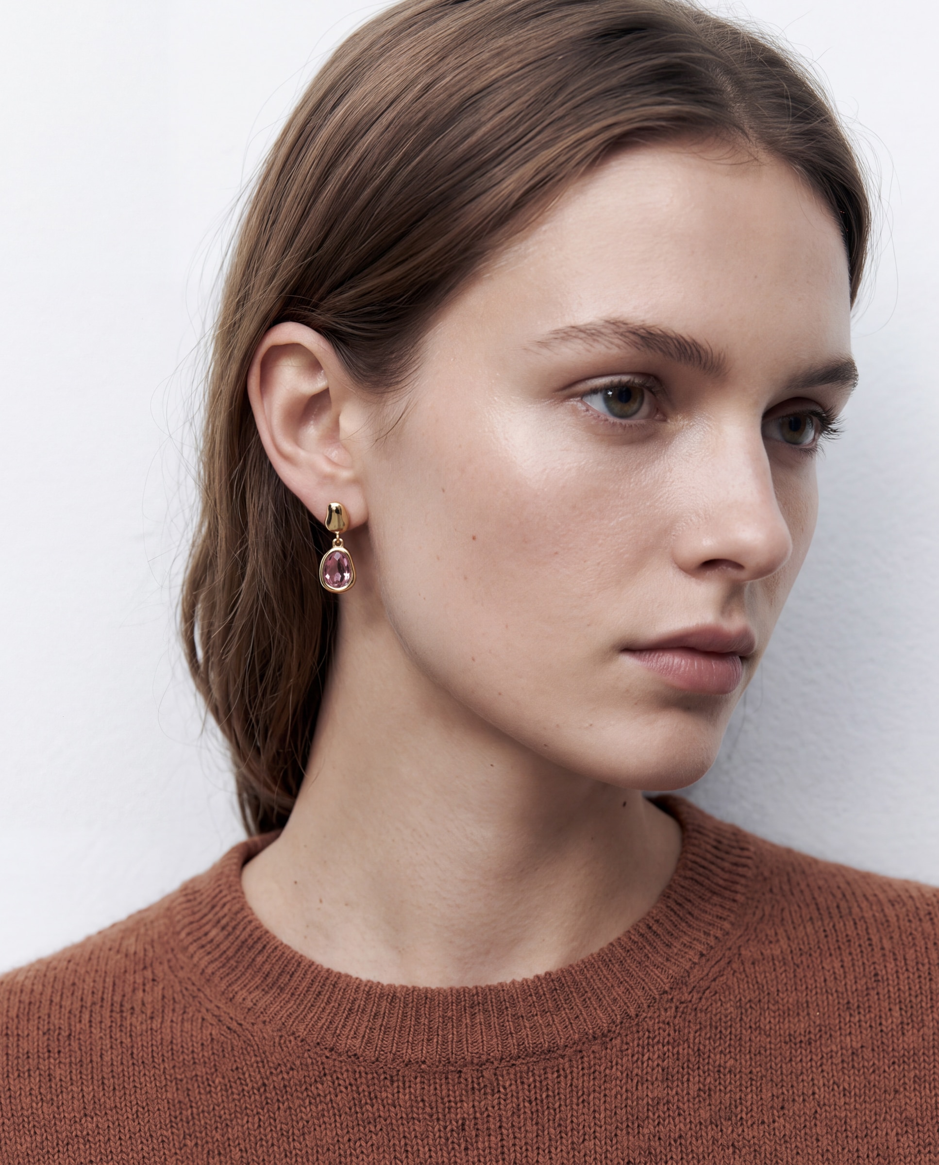 Brincos Africa com Cristal Acabados em Ouro Amarelo de 18k Roxo-2