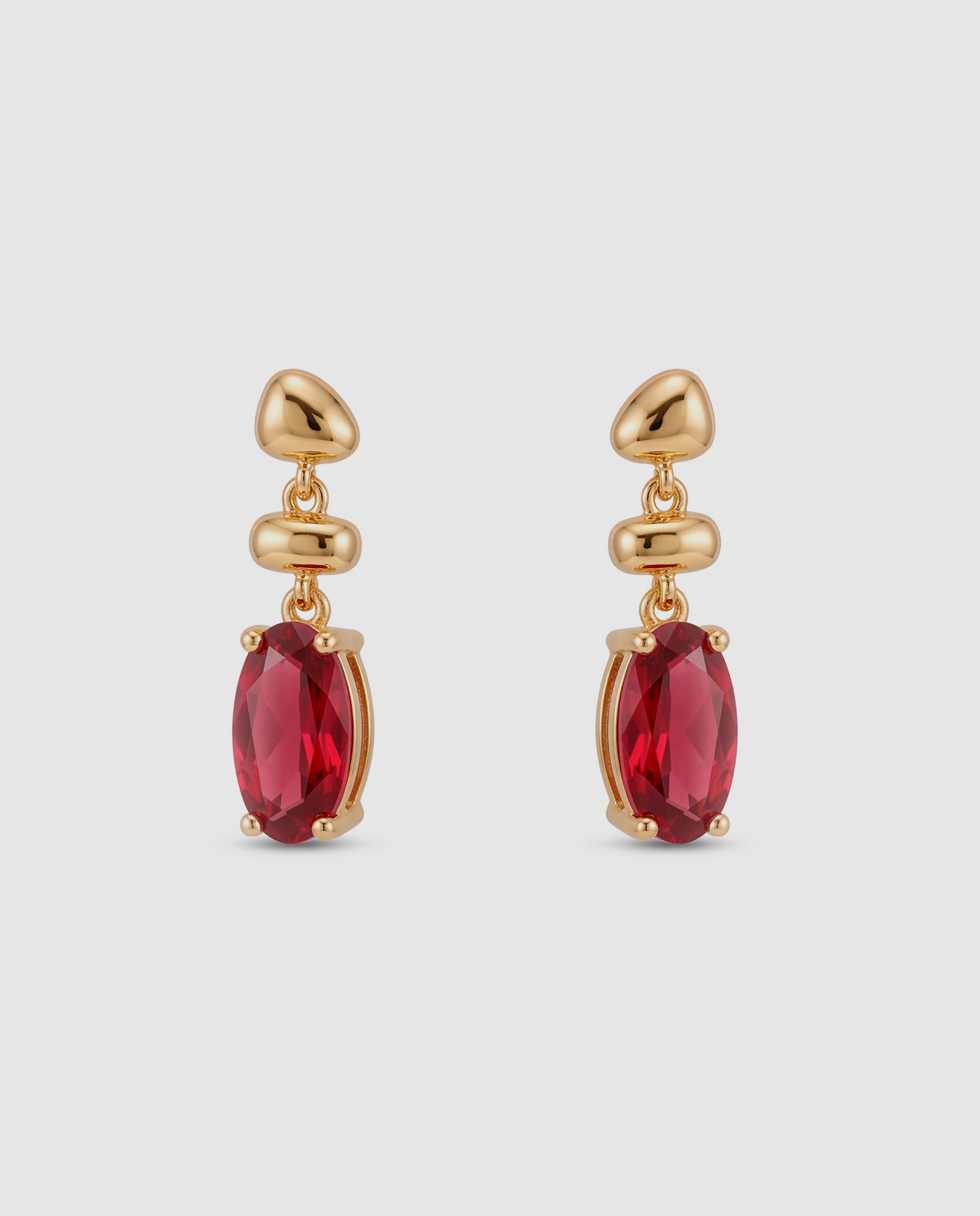 Brincos Africa com Cristal Acabados em Ouro Amarelo de 18k Vermelho-3