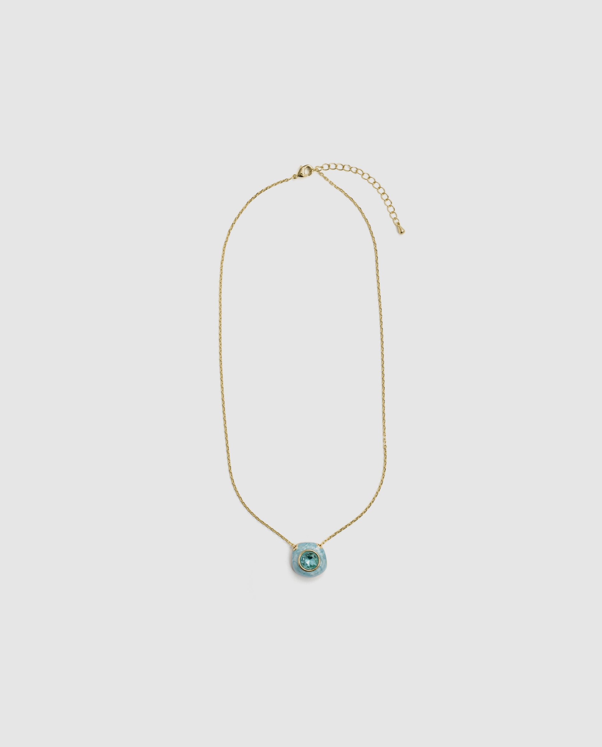 Colar Africa com Cristal Acabado em Ouro Amarelo de 18k Azul-3