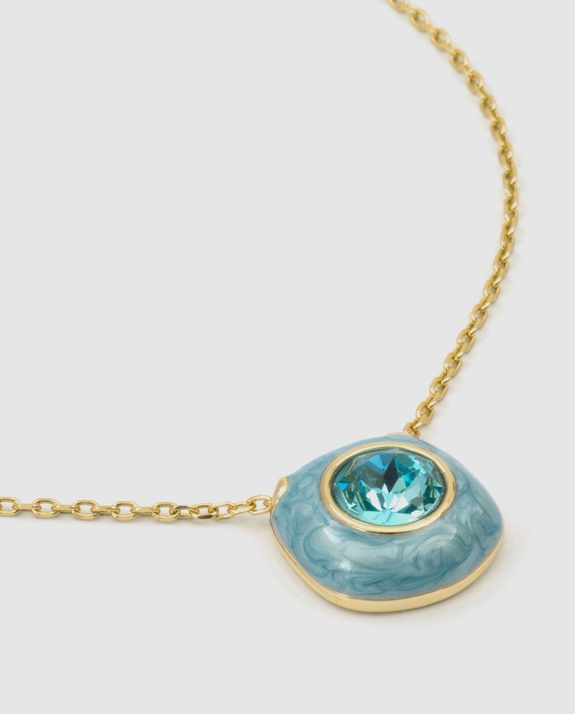 Colar Africa com Cristal Acabado em Ouro Amarelo de 18k Azul-6