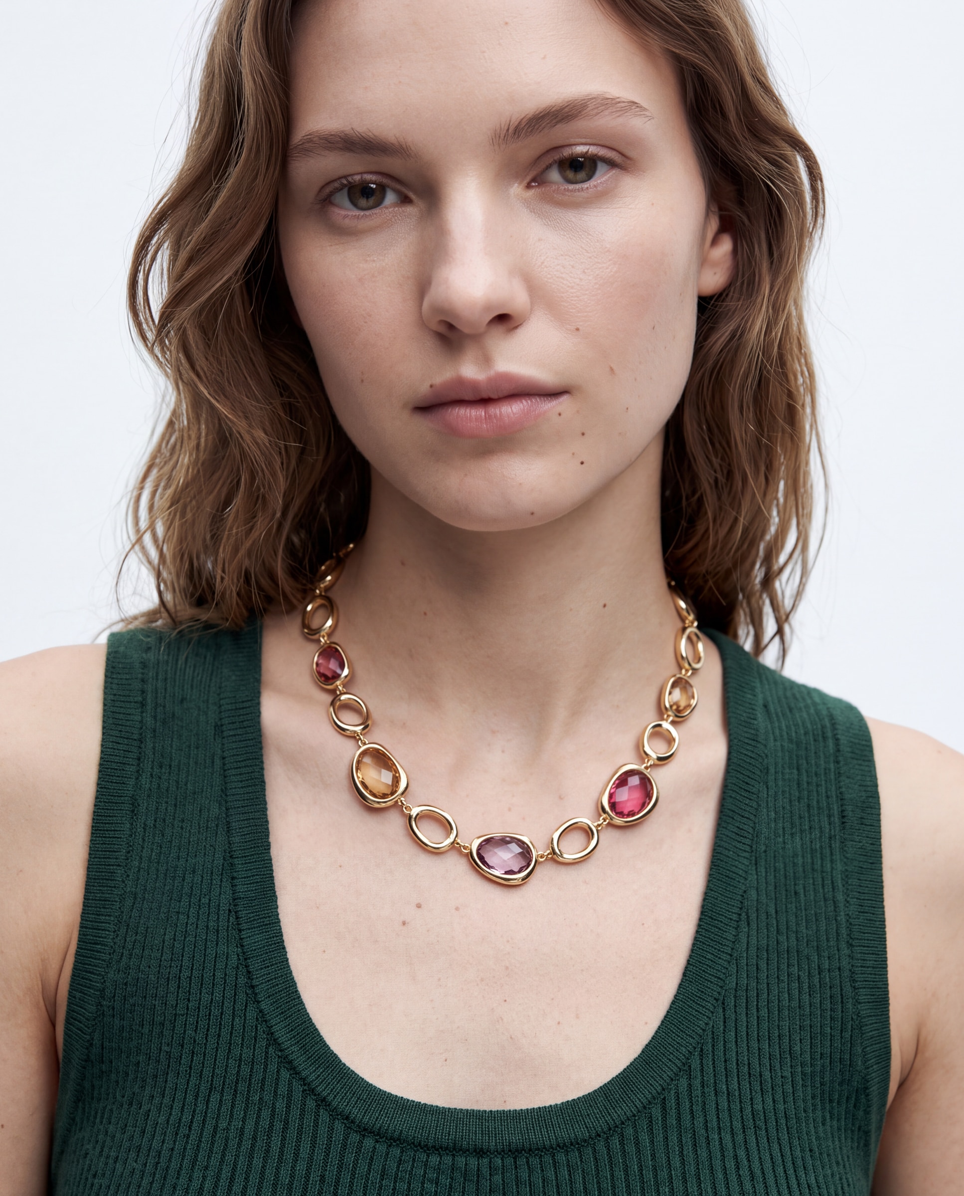 Colar Africa com Cristal Acabado em Ouro Amarelo de 18k Multicolor-2