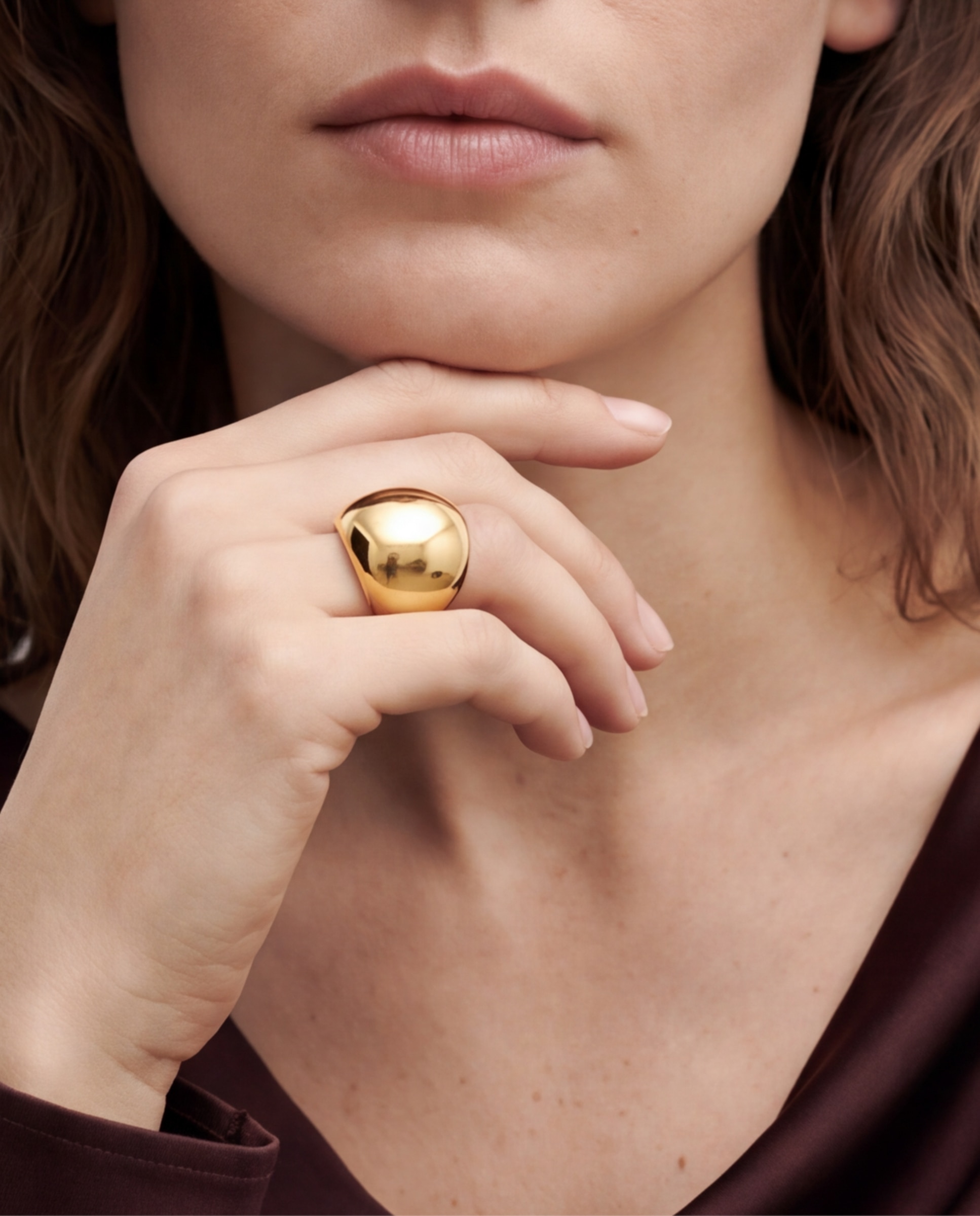Anel Africa Acabado em Ouro de 18k Dourado-4