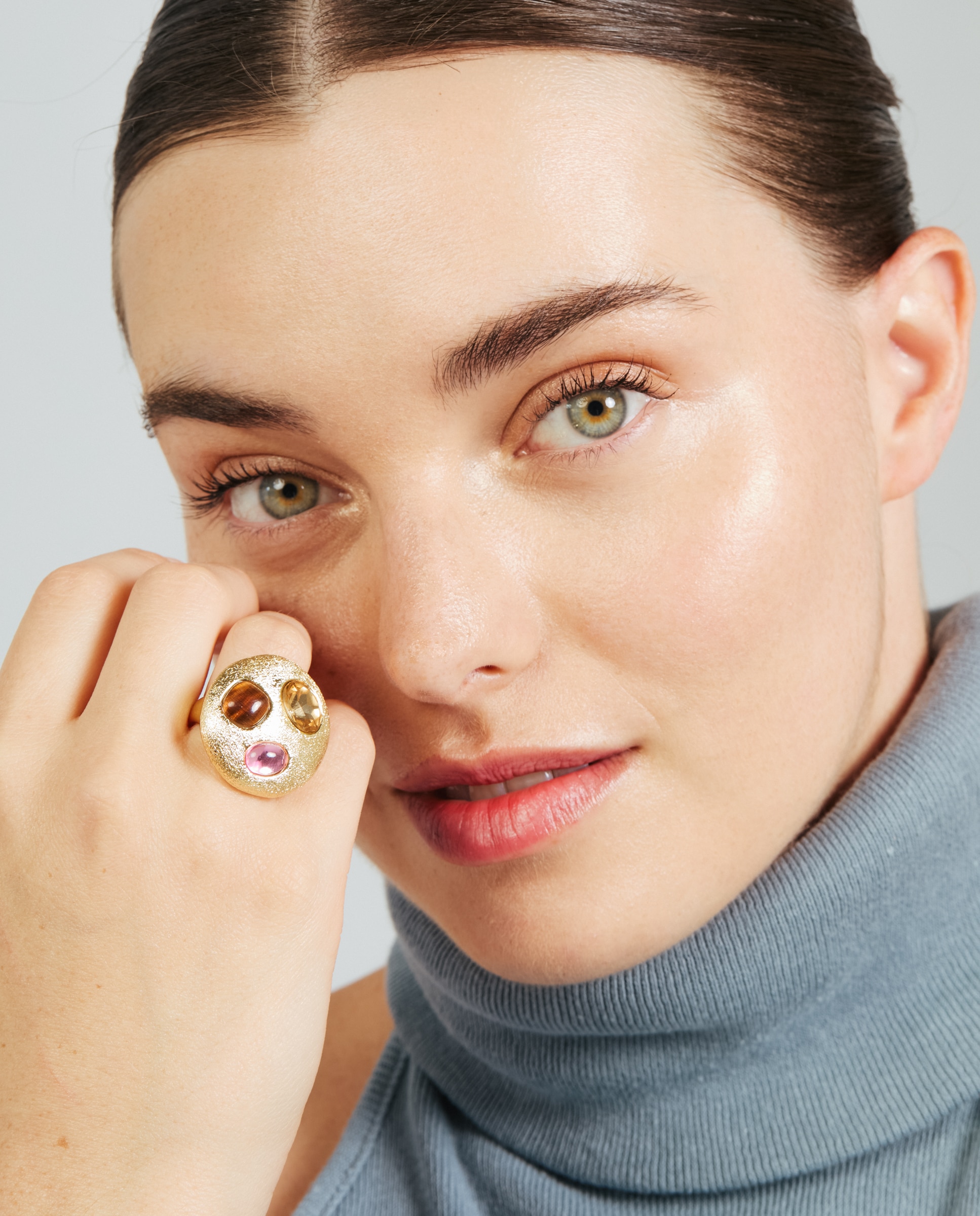 Anel Africa com Cristal Acabado em Ouro de 18k Multicolor-2