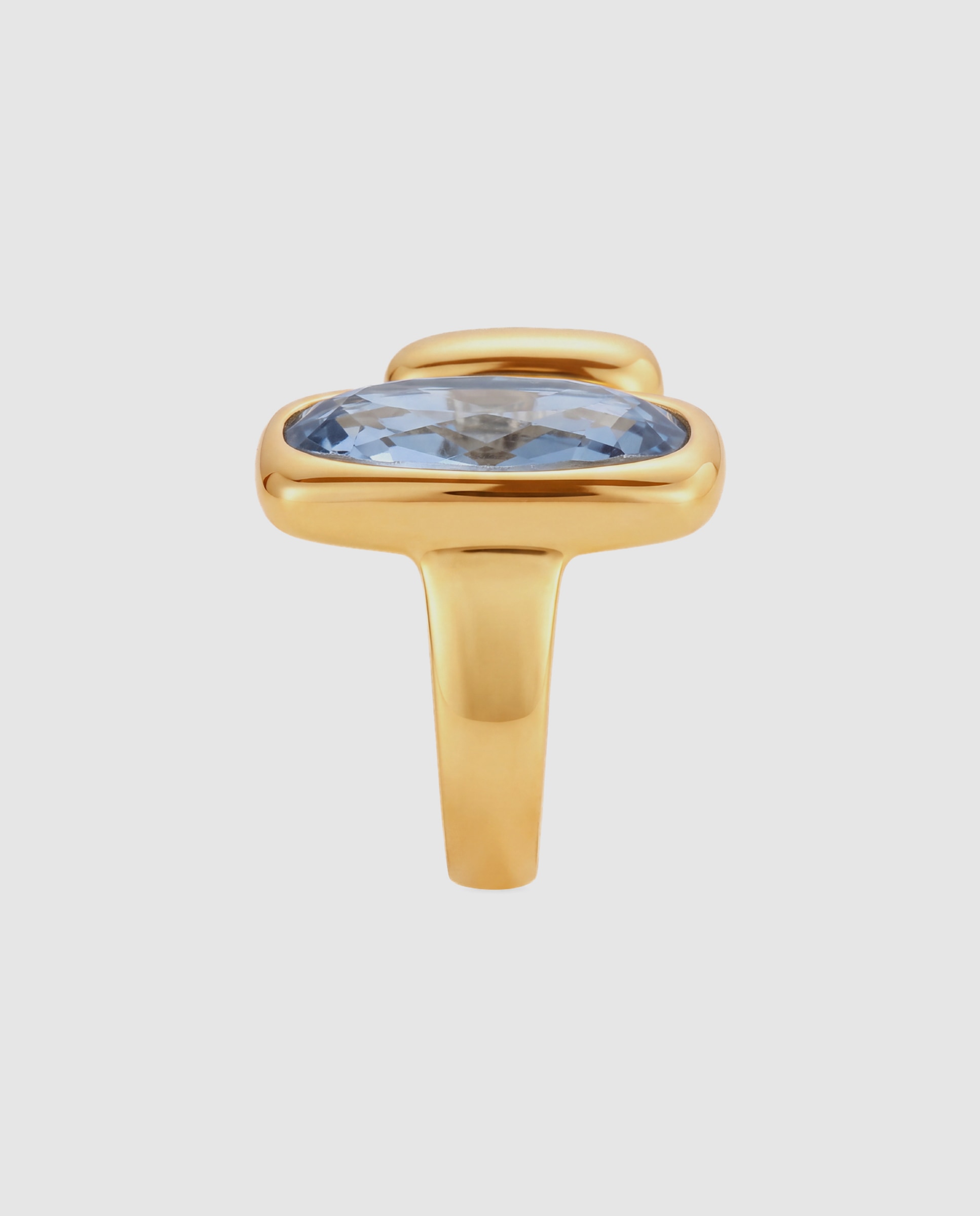Anel Africa com Cristal Acabado em Ouro Amarelo de 18k Azul-3