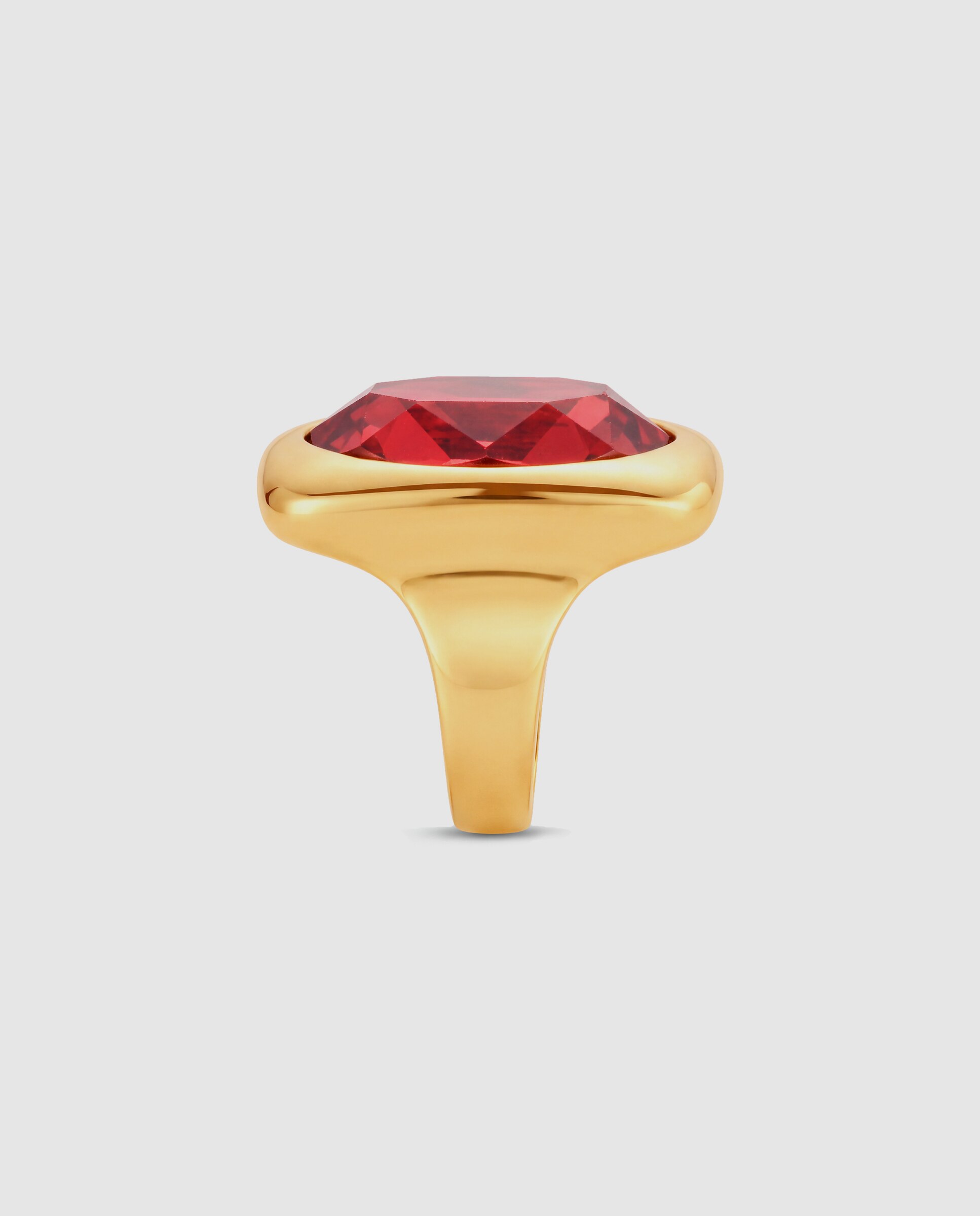 Anel Africa com Cristal Acabado em Ouro Amarelo de 18k Vermelho-3