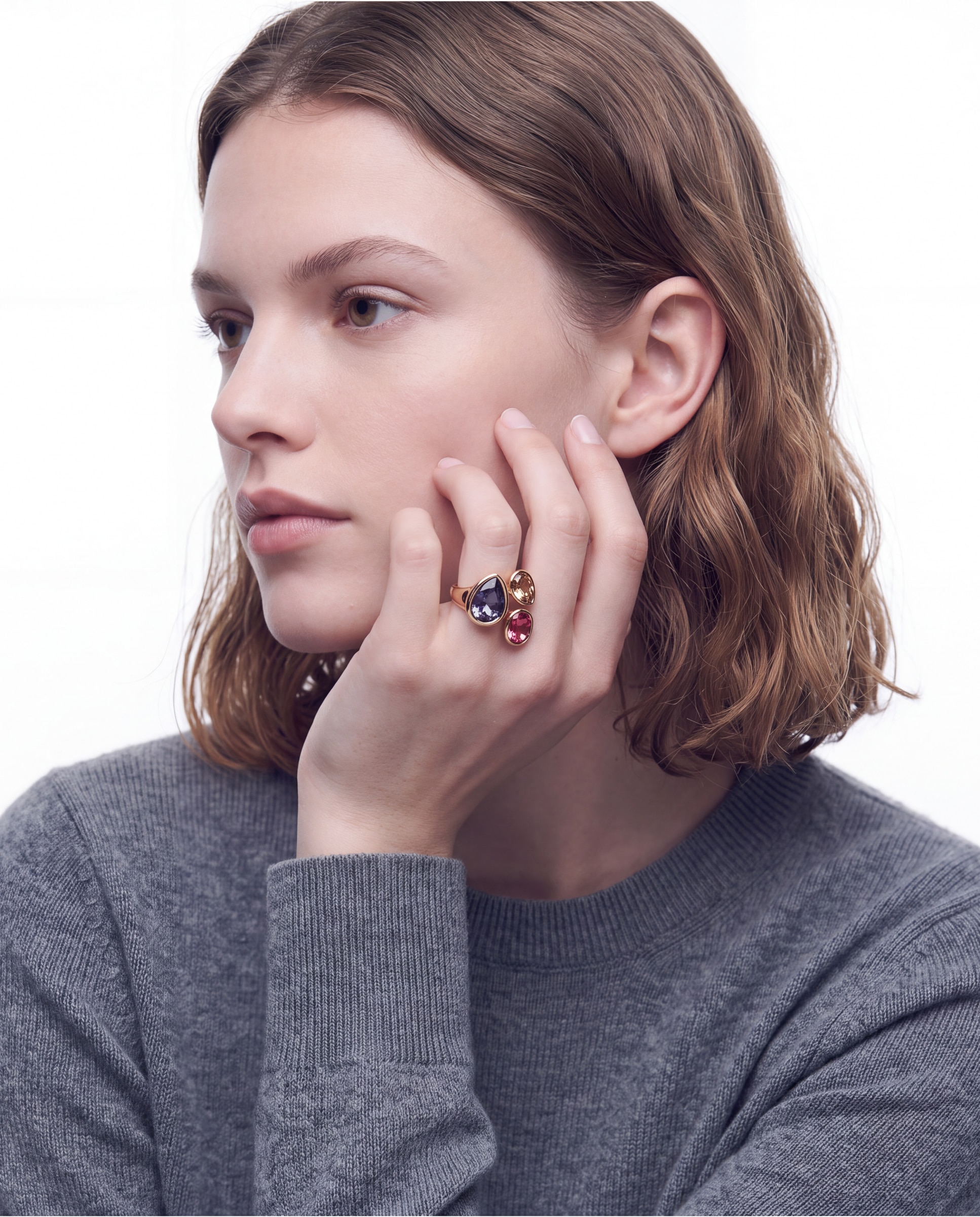 Anel Africa com Cristal Acabado em Ouro Amarelo de 18k Multicolor-5