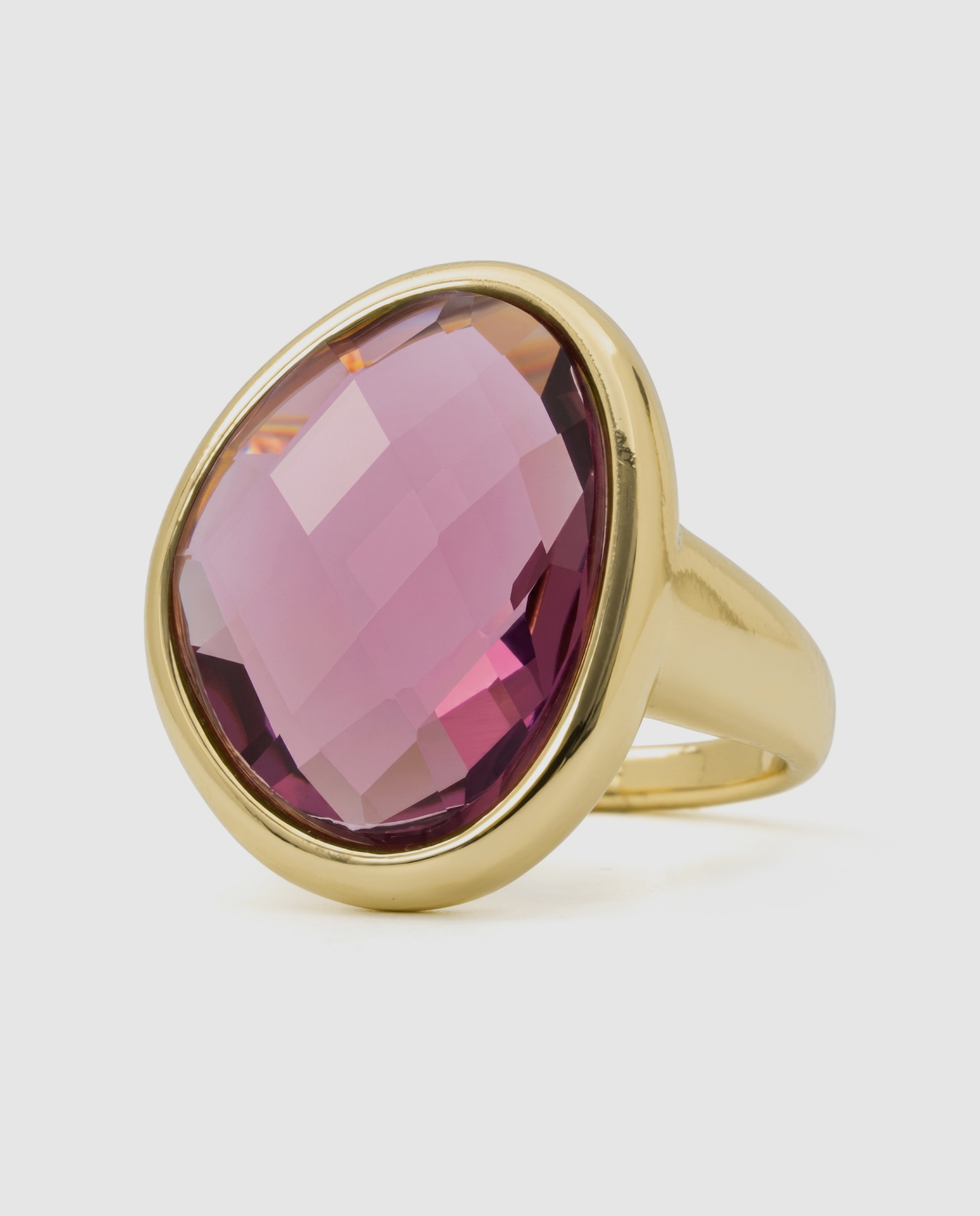 Anel Africa com Cristal Acabado em Ouro Amarelo de 18k Roxo-5
