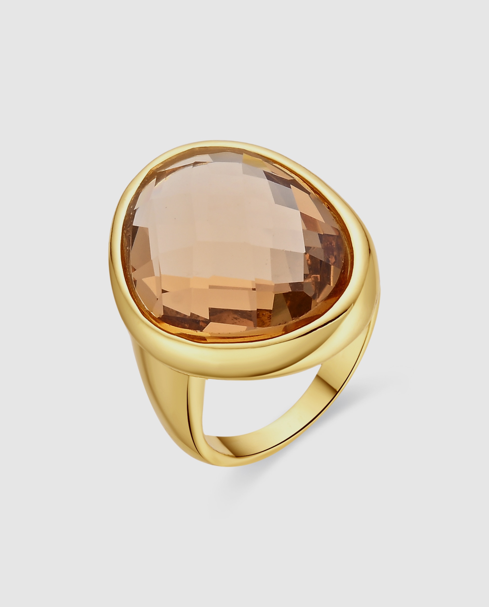 Imagem 0 de Anel Africa com Cristal Acabado em Ouro Amarelo de 18k