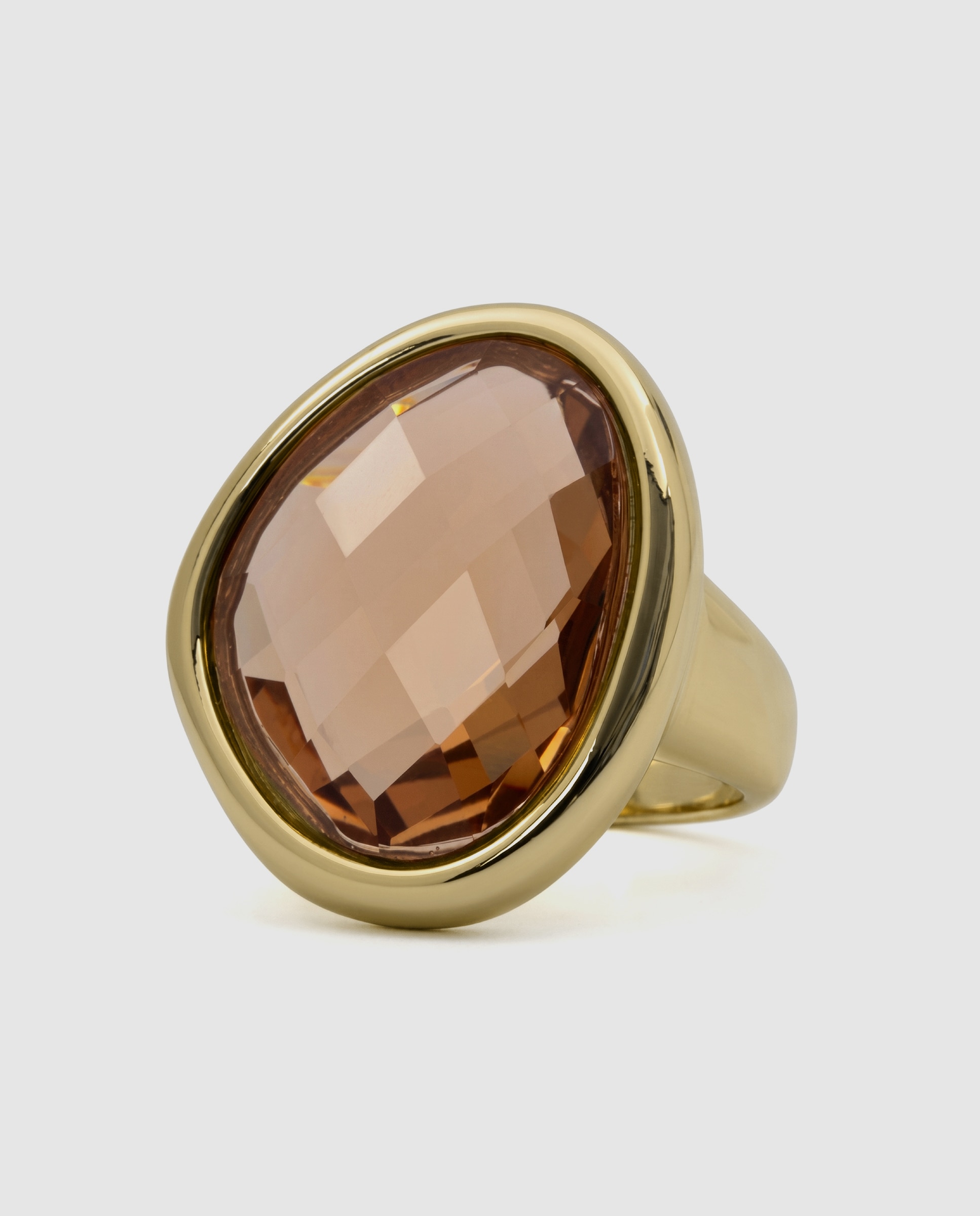 Anel Africa com Cristal Acabado em Ouro Amarelo de 18k Laranja-6