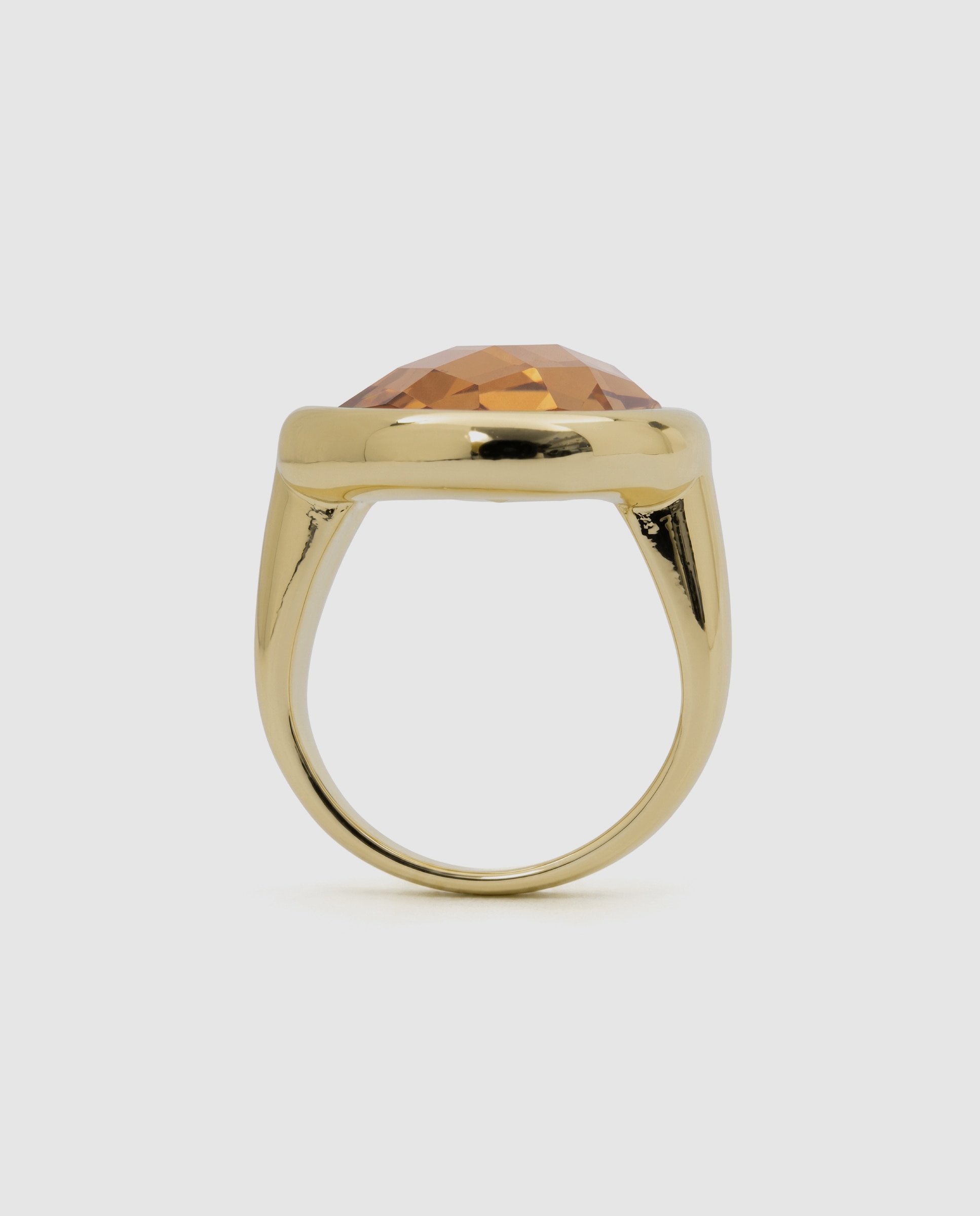 Anel Africa com Cristal Acabado em Ouro Amarelo de 18k Laranja-7