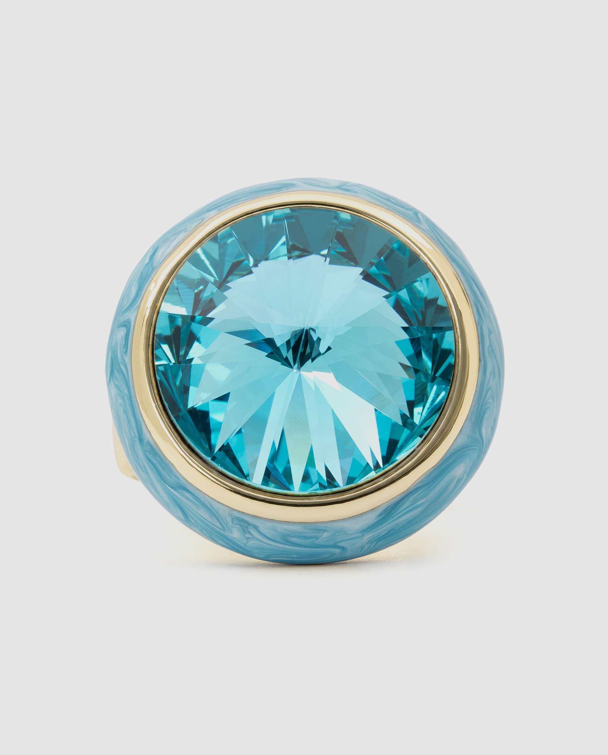 Anel Africa com Cristal Acabado em Ouro Amarelo de 18k Azul-6