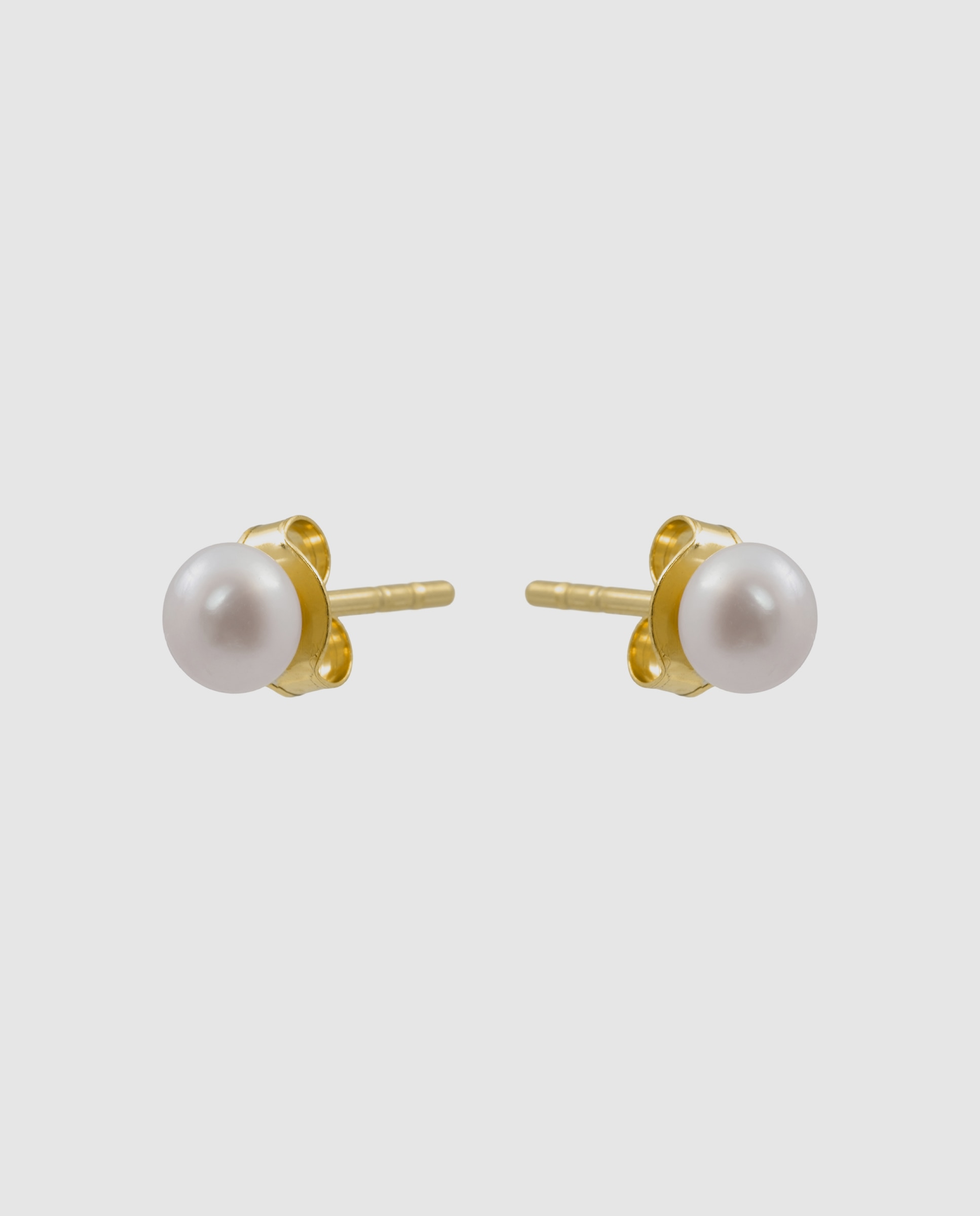 Brincos Essential de Prata de Lei 925 com Pérola Branca Acabados em Ouro Amarelo de 18k Branco-3