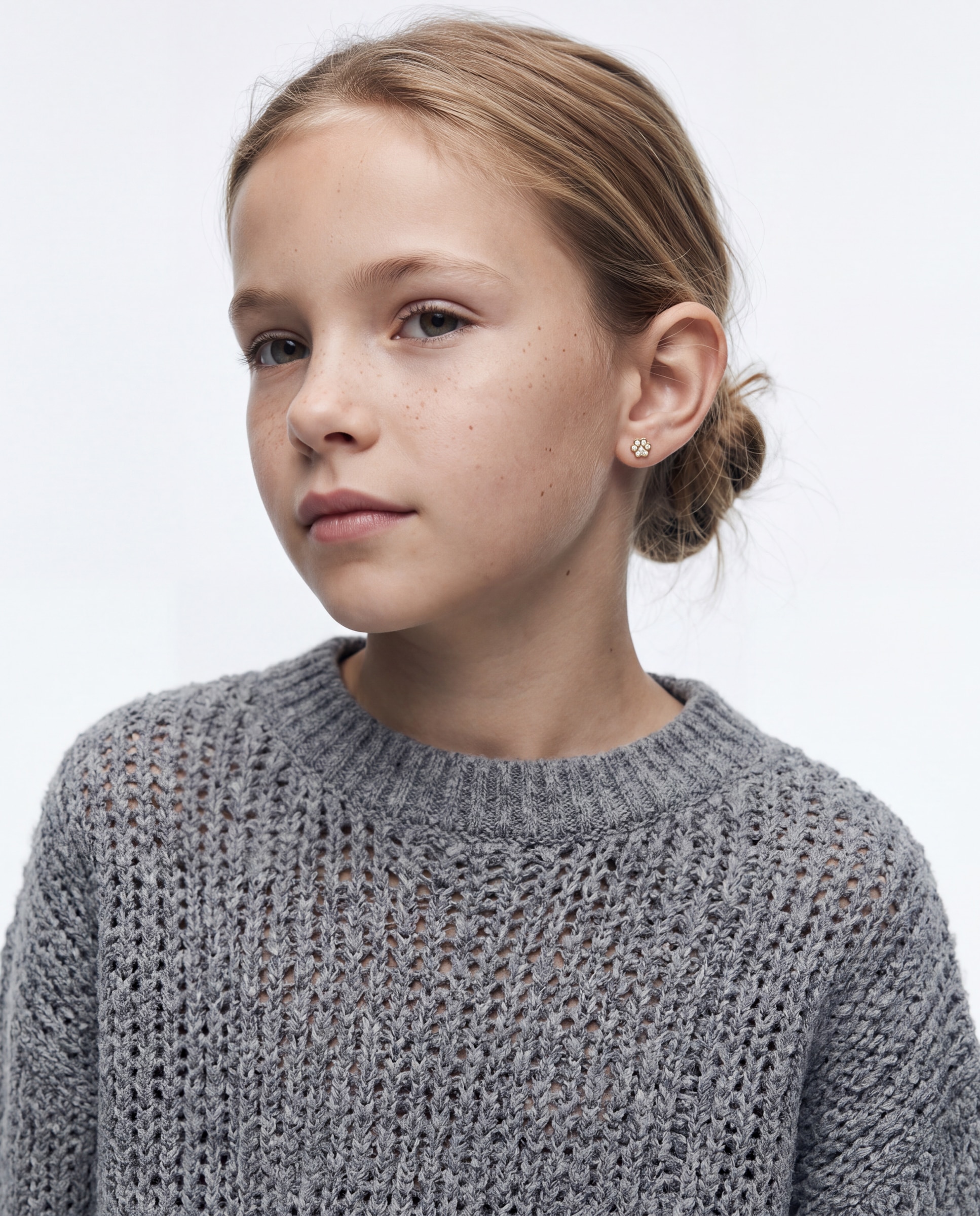 Brincos Kids de Prata de Lei 925 com Zirconita Brilhante em Ouro Amarelo de 18k Branco-2