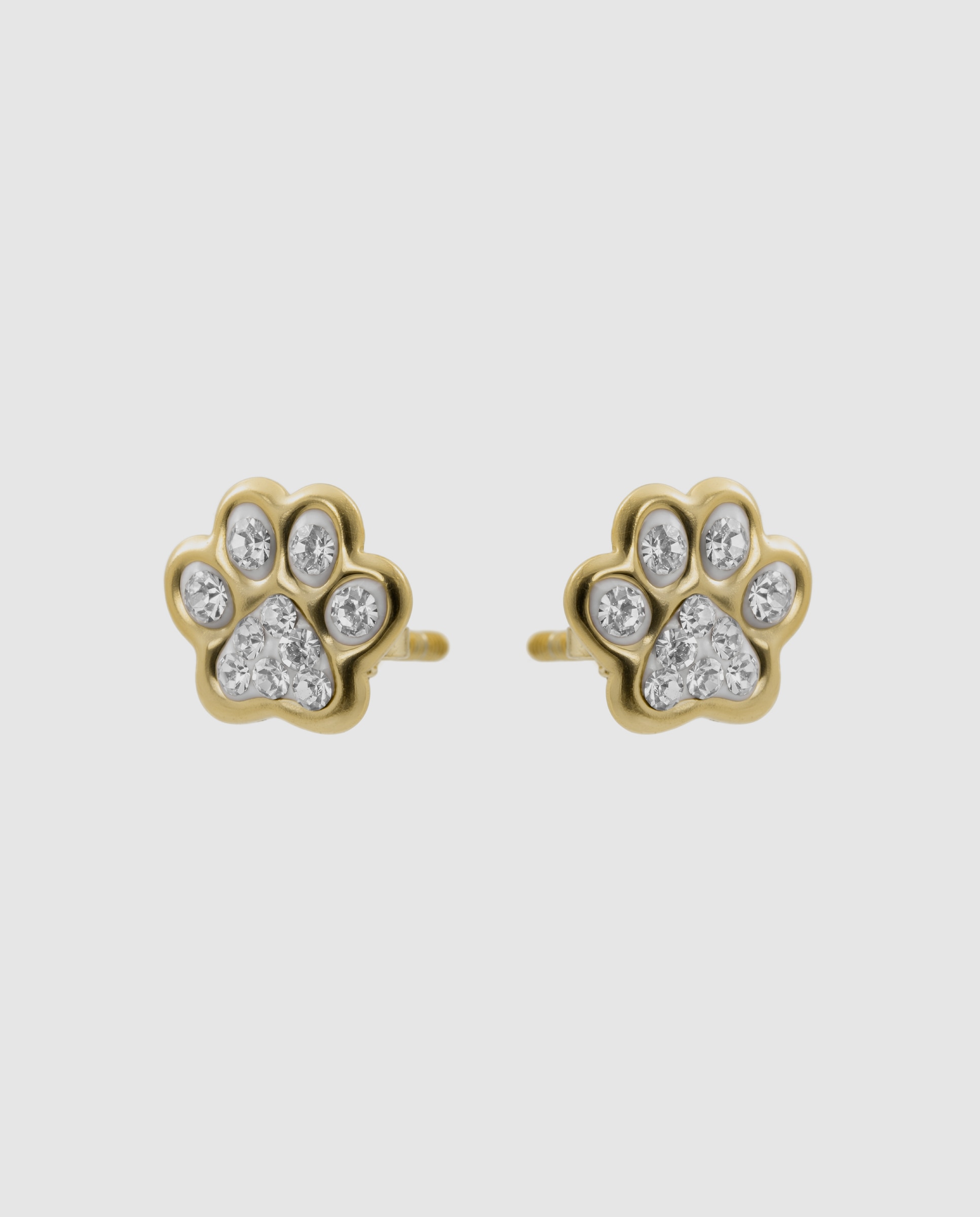 Brincos Kids de Prata de Lei 925 com Zirconita Brilhante em Ouro Amarelo de 18k Branco-3