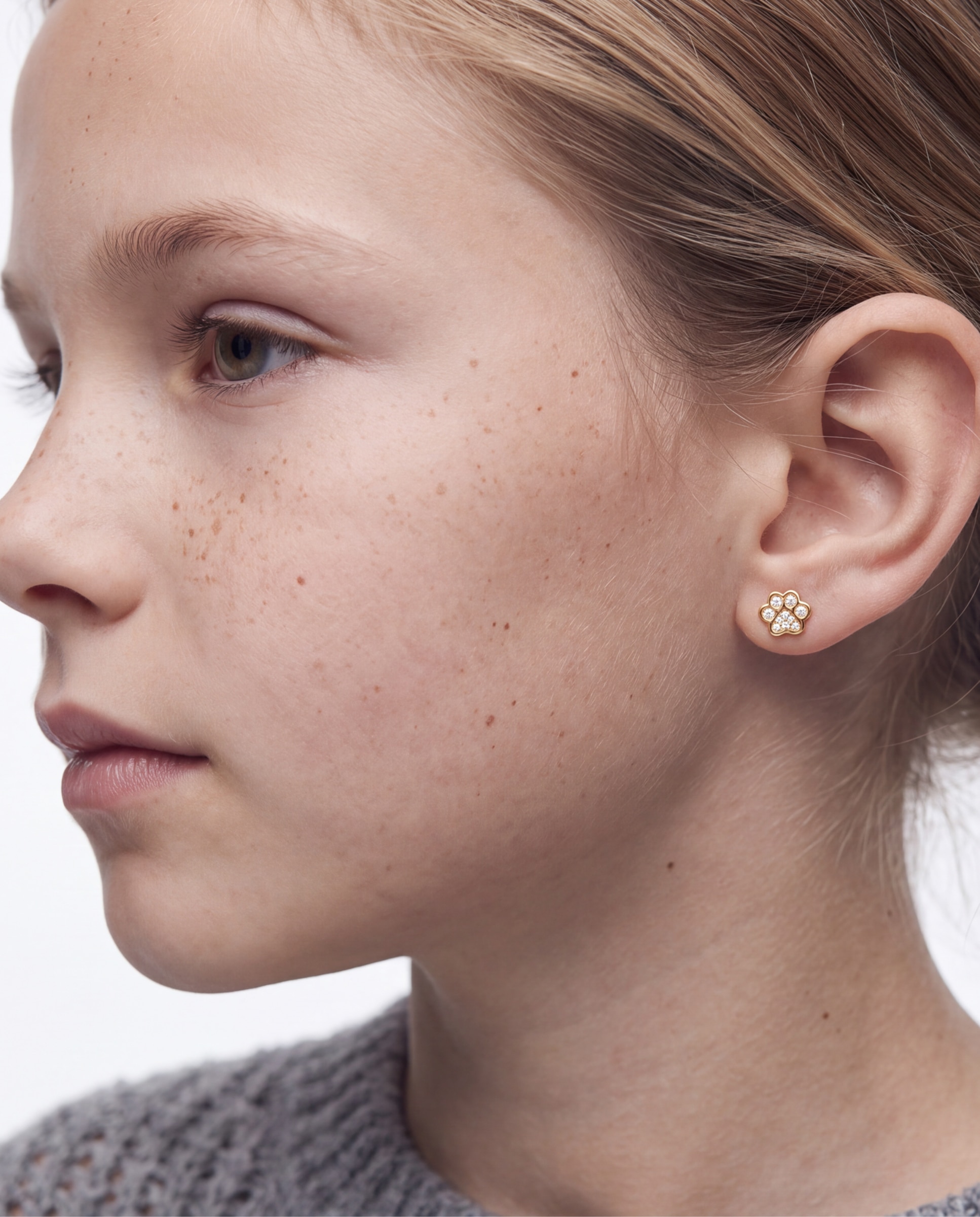 Brincos Kids de Prata de Lei 925 com Zirconita Brilhante em Ouro Amarelo de 18k Branco-5