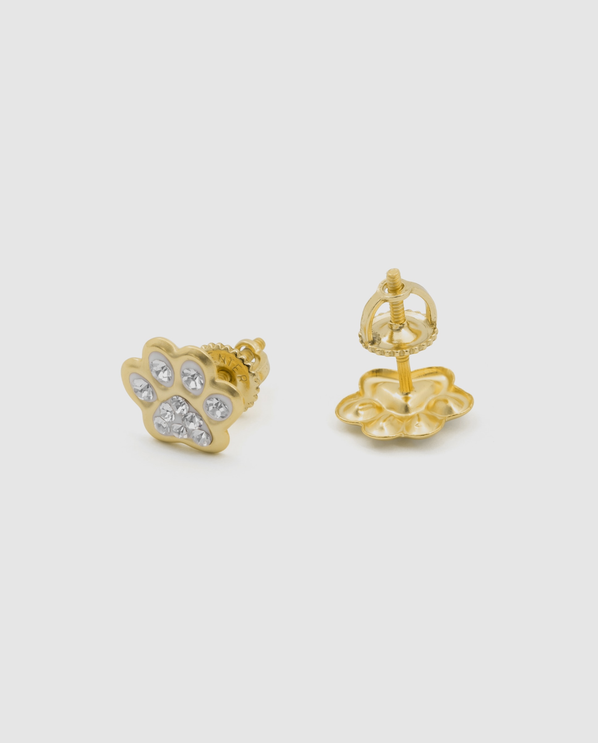 Brincos Kids de Prata de Lei 925 com Zirconita Brilhante em Ouro Amarelo de 18k Branco-6