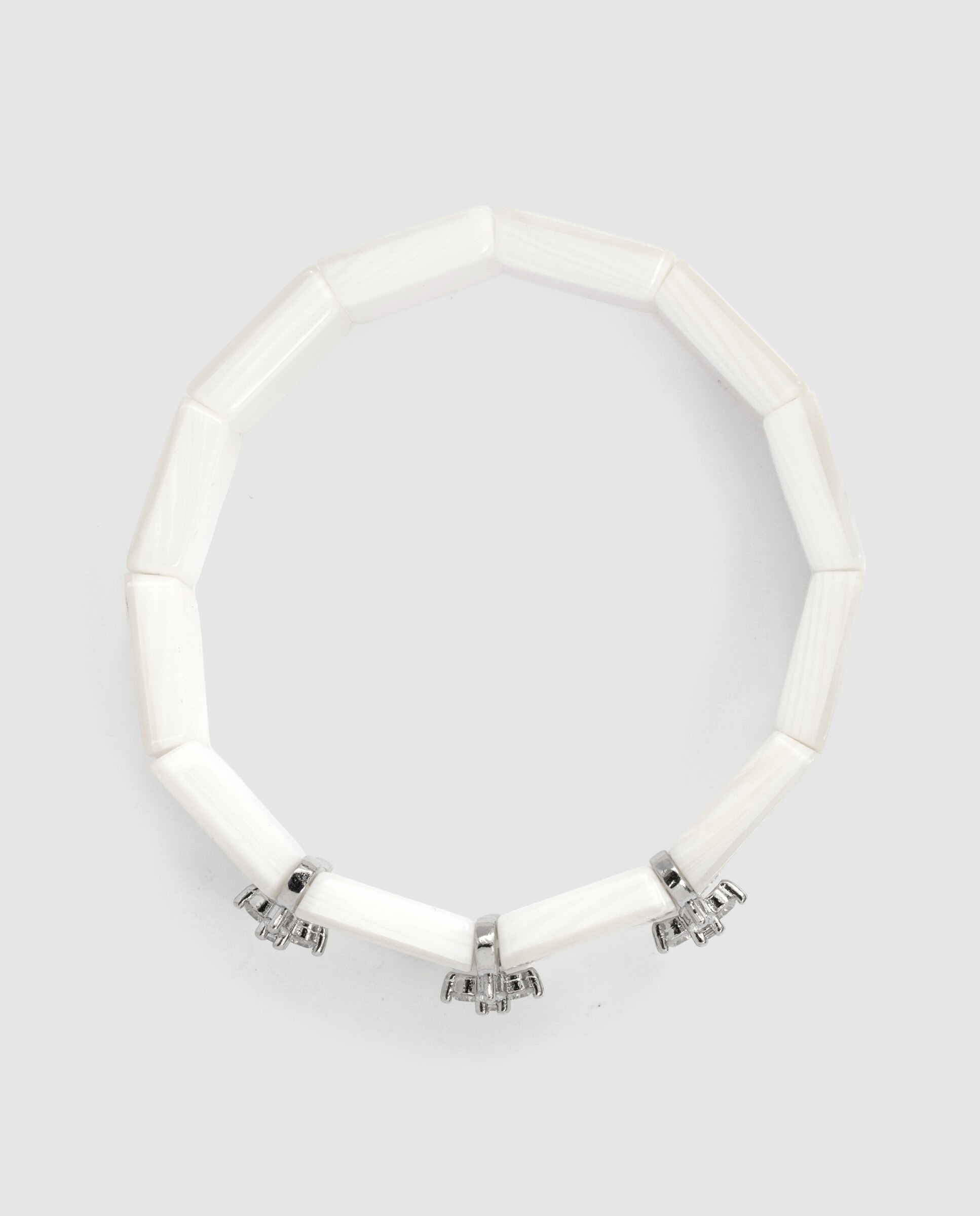 Pulseira Trendy com Madrepérola Acabada em Ródio Branco-3