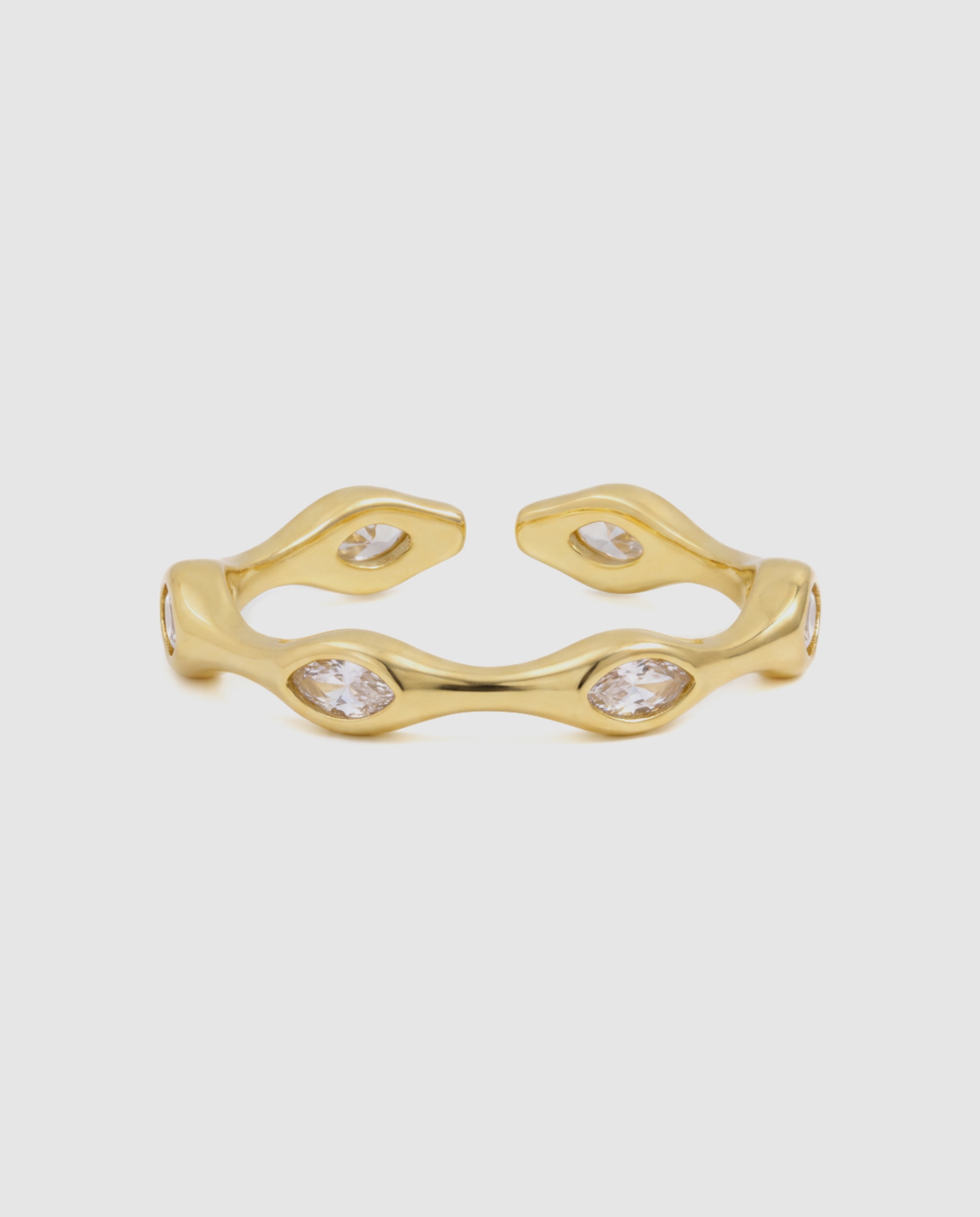 Anel Africa com Zirconita Brilhante Acabado em Ouro Amarelo de 18k Dourado-6