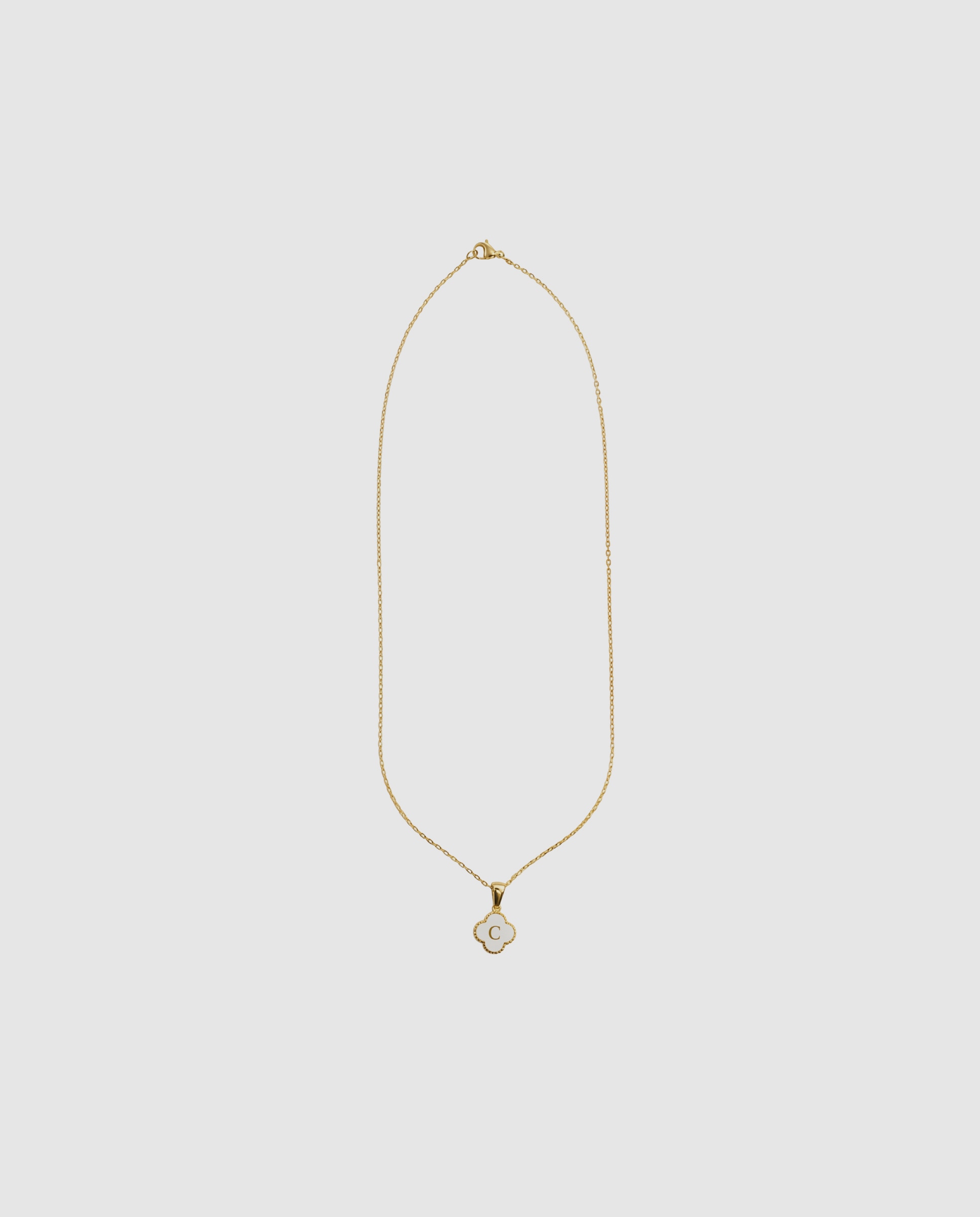 Colar Letras de Aço com Madrepérola Acabado em Ouro de 18k Branco-3