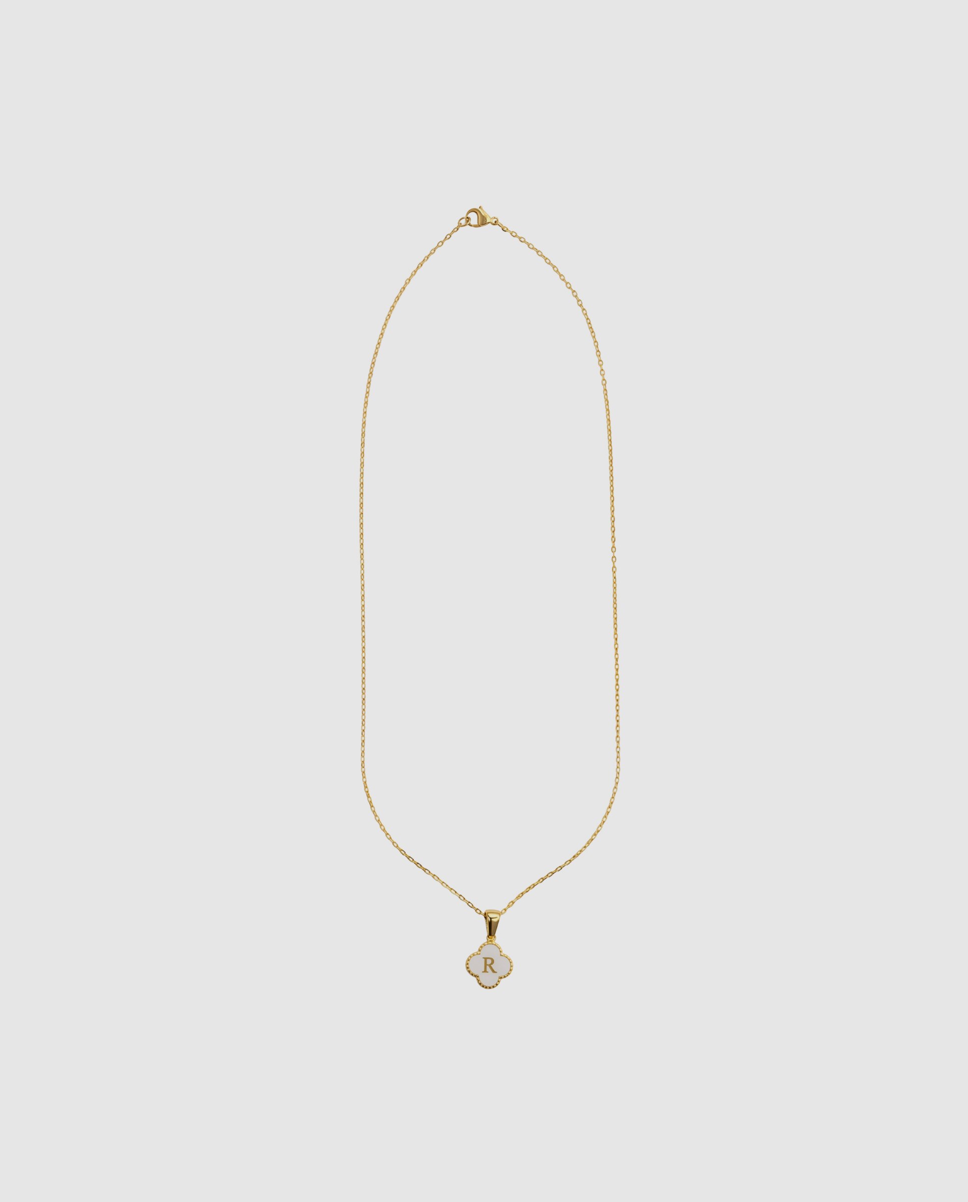 Colar Letras de Aço com Madrepérola Acabado em Ouro de 18k Branco-3