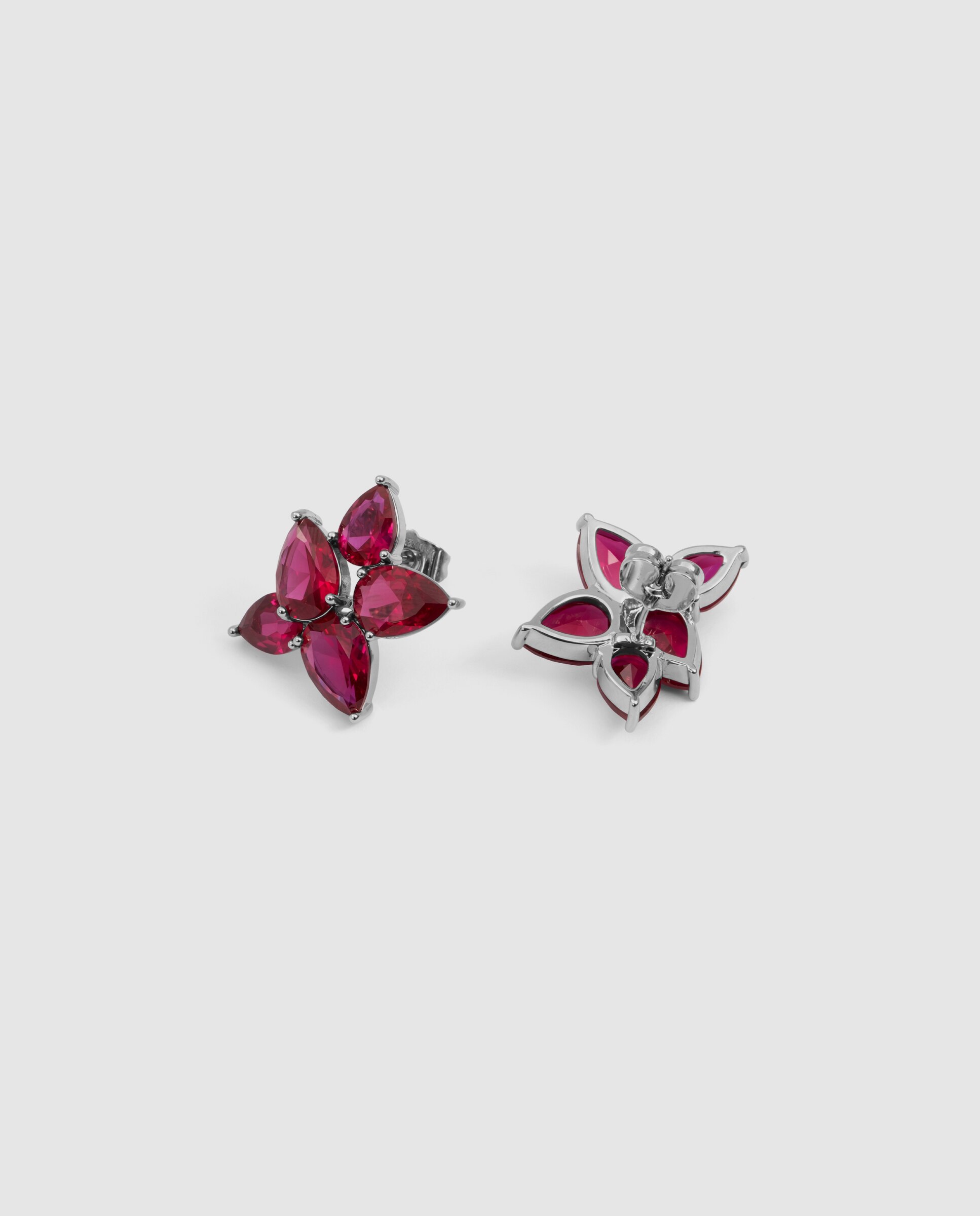 Brincos Africa com Zircônias e Acabamento em Ródio Rosa-6