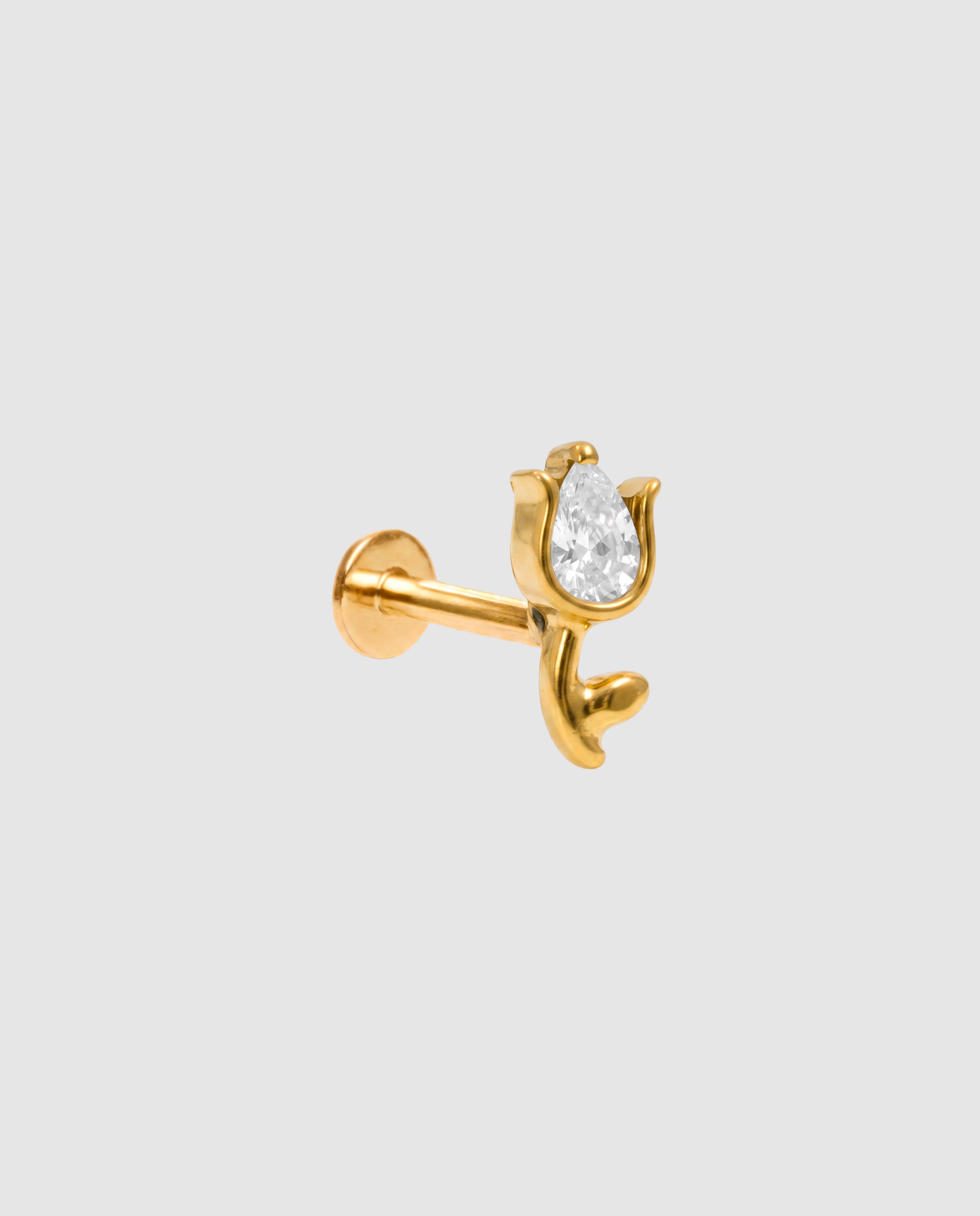Imagem 0 de Piercing de Titânio com Zirconita Brilhante e Acabamento em Ouro Amarelo de 18k