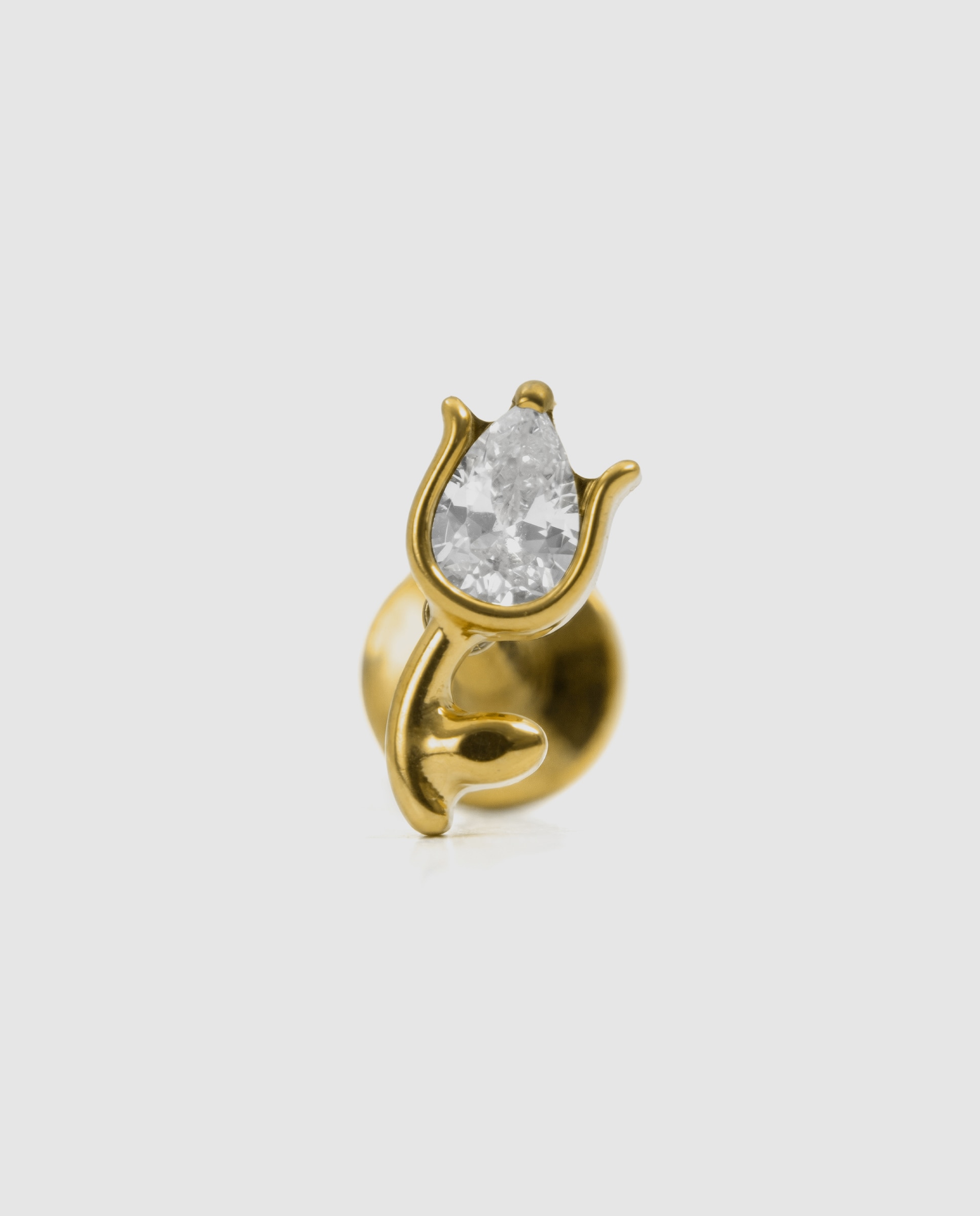 Piercing de Titânio com Zirconita Brilhante e Acabamento em Ouro Amarelo de 18k Branco-3
