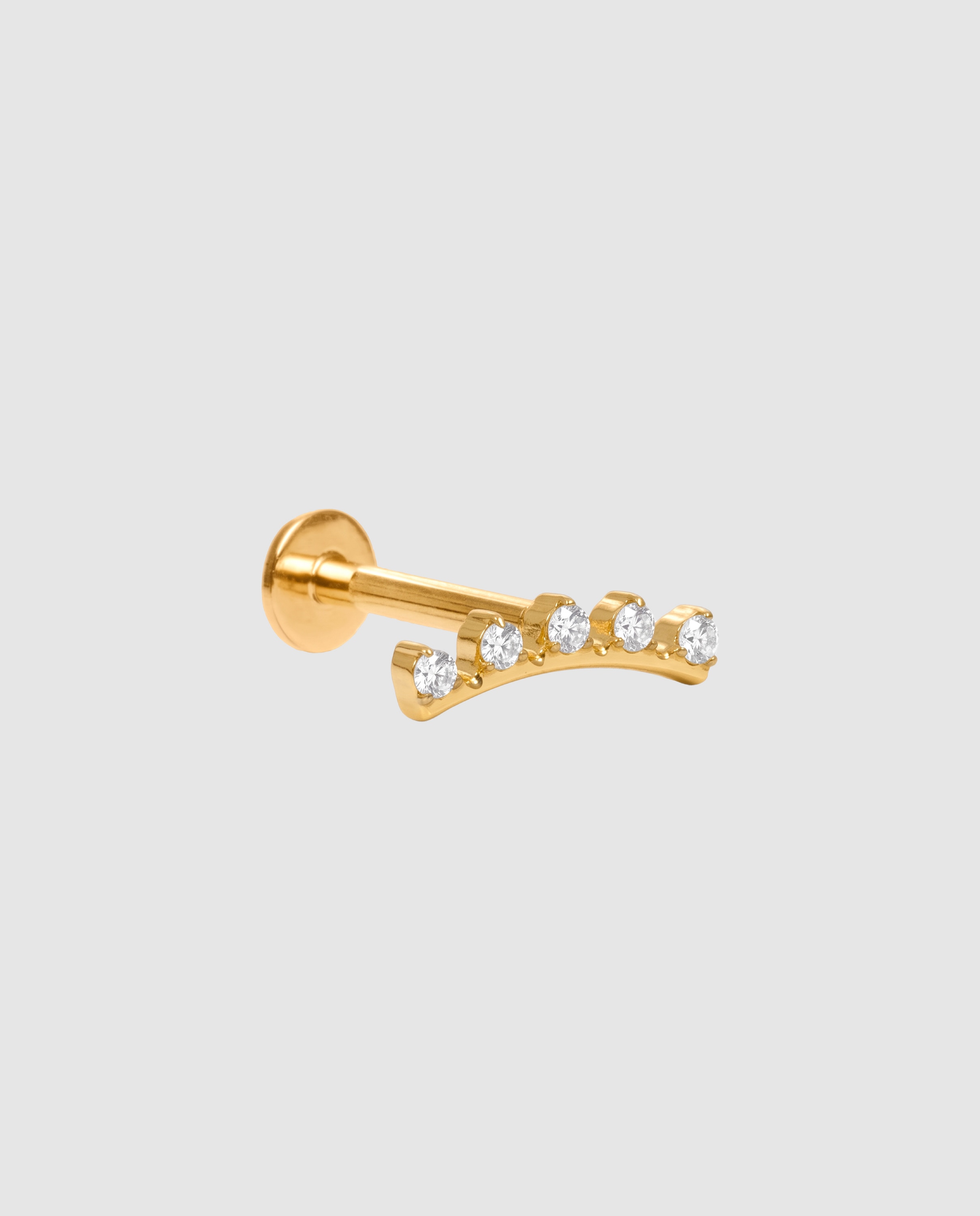 Imagem 0 de Piercing de Titânio com Zirconita Brilhante e Acabamento em Ouro Amarelo de 18k