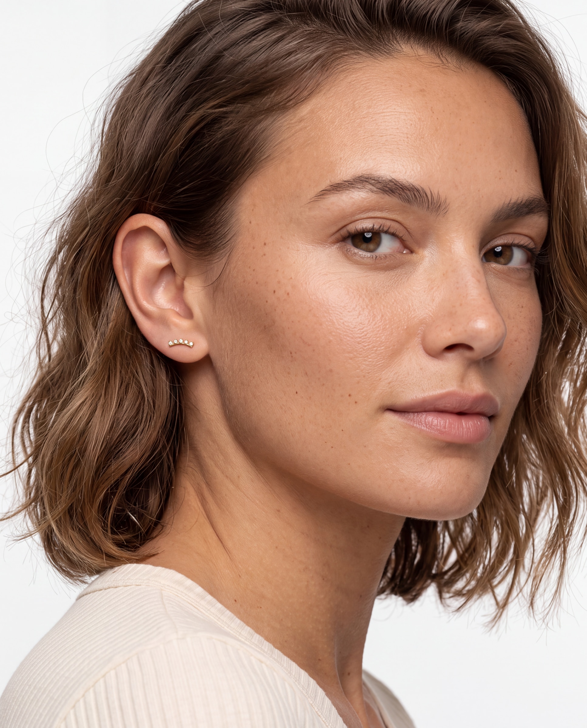 Piercing de Titânio com Zirconita Brilhante e Acabamento em Ouro Amarelo de 18k Branco-2