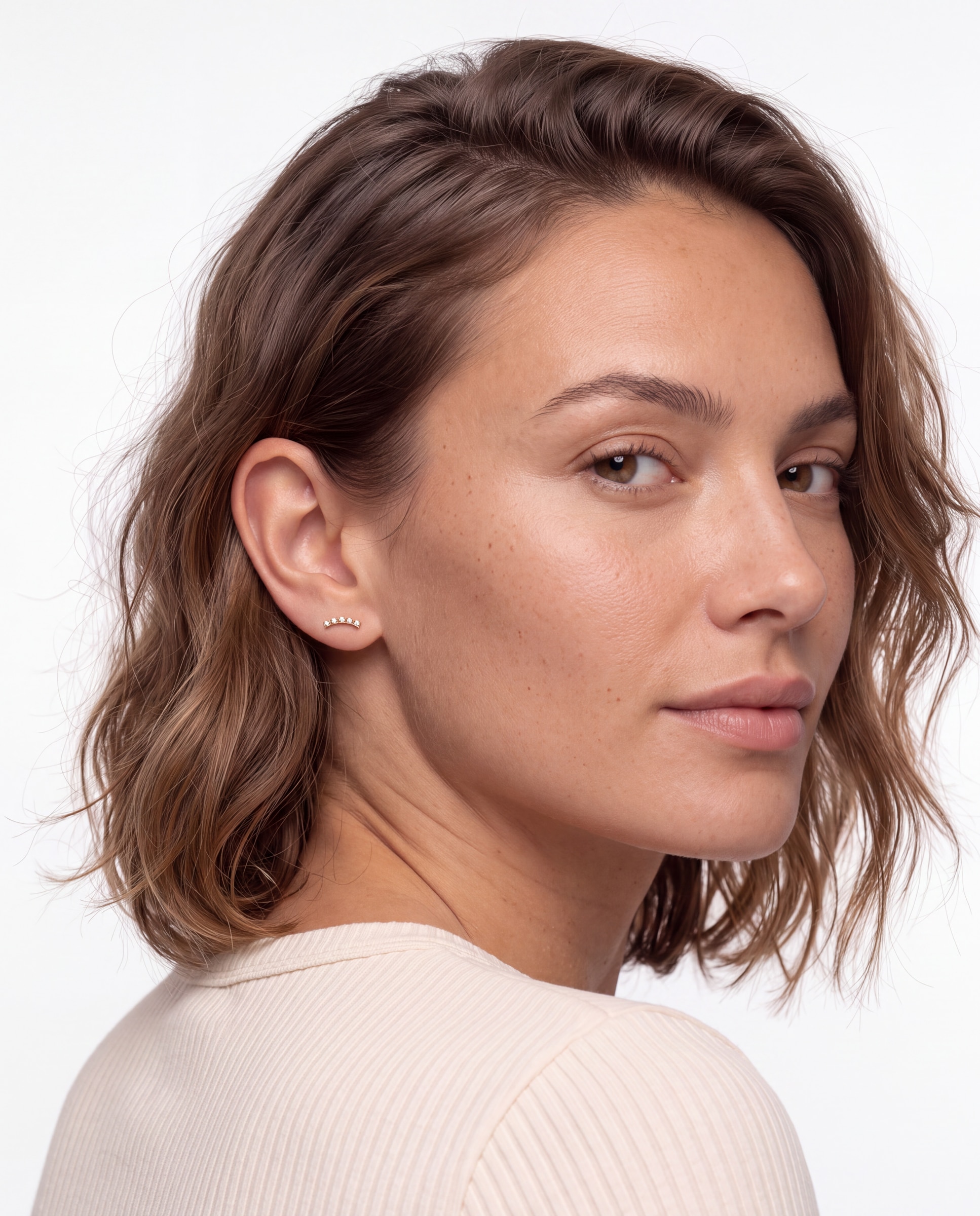 Piercing de Titânio com Zirconita Brilhante e Acabamento em Ouro Amarelo de 18k Branco-5
