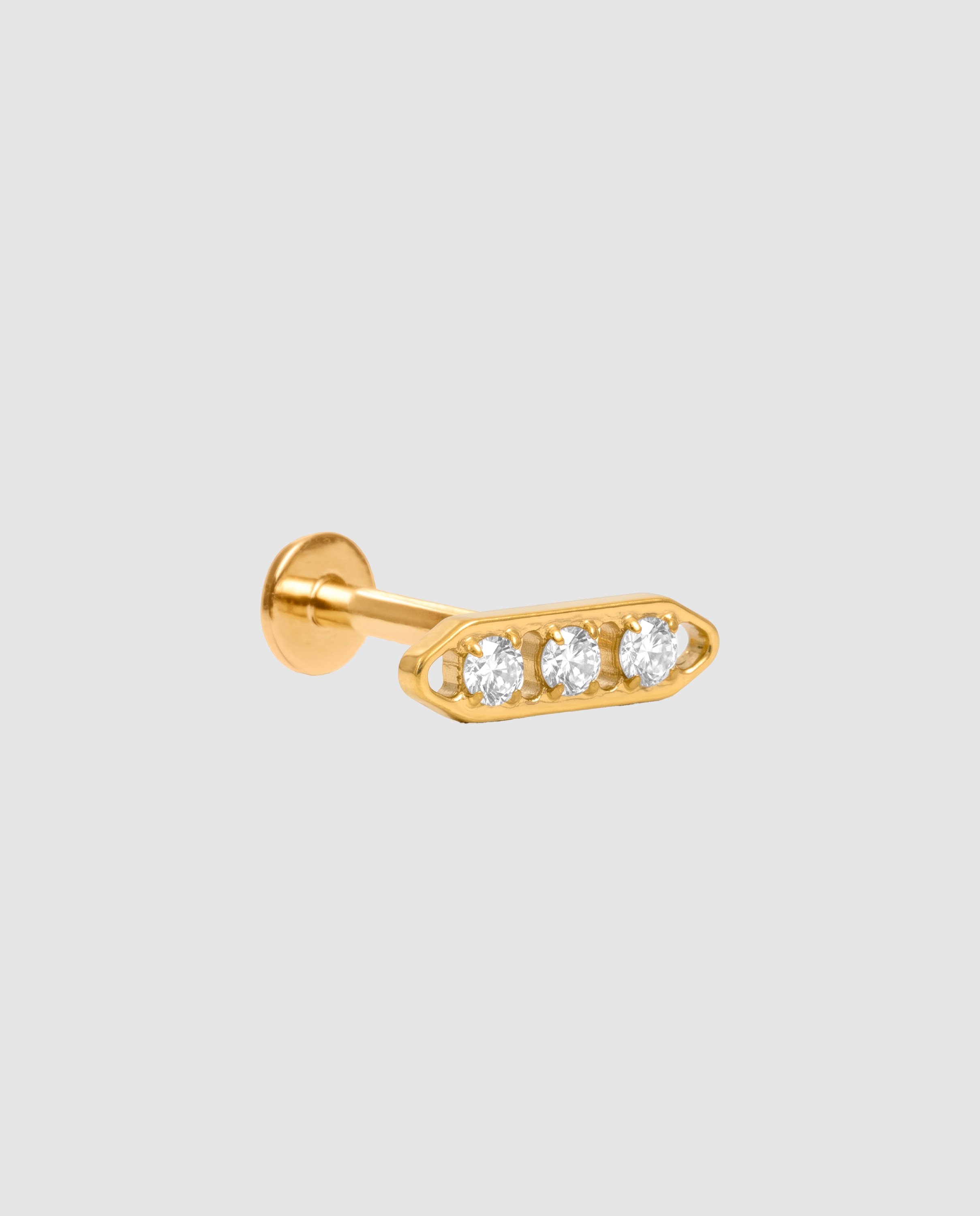 Imagem 0 de Piercing de Titânio com Zirconita em Acabado em Ouro de 18k