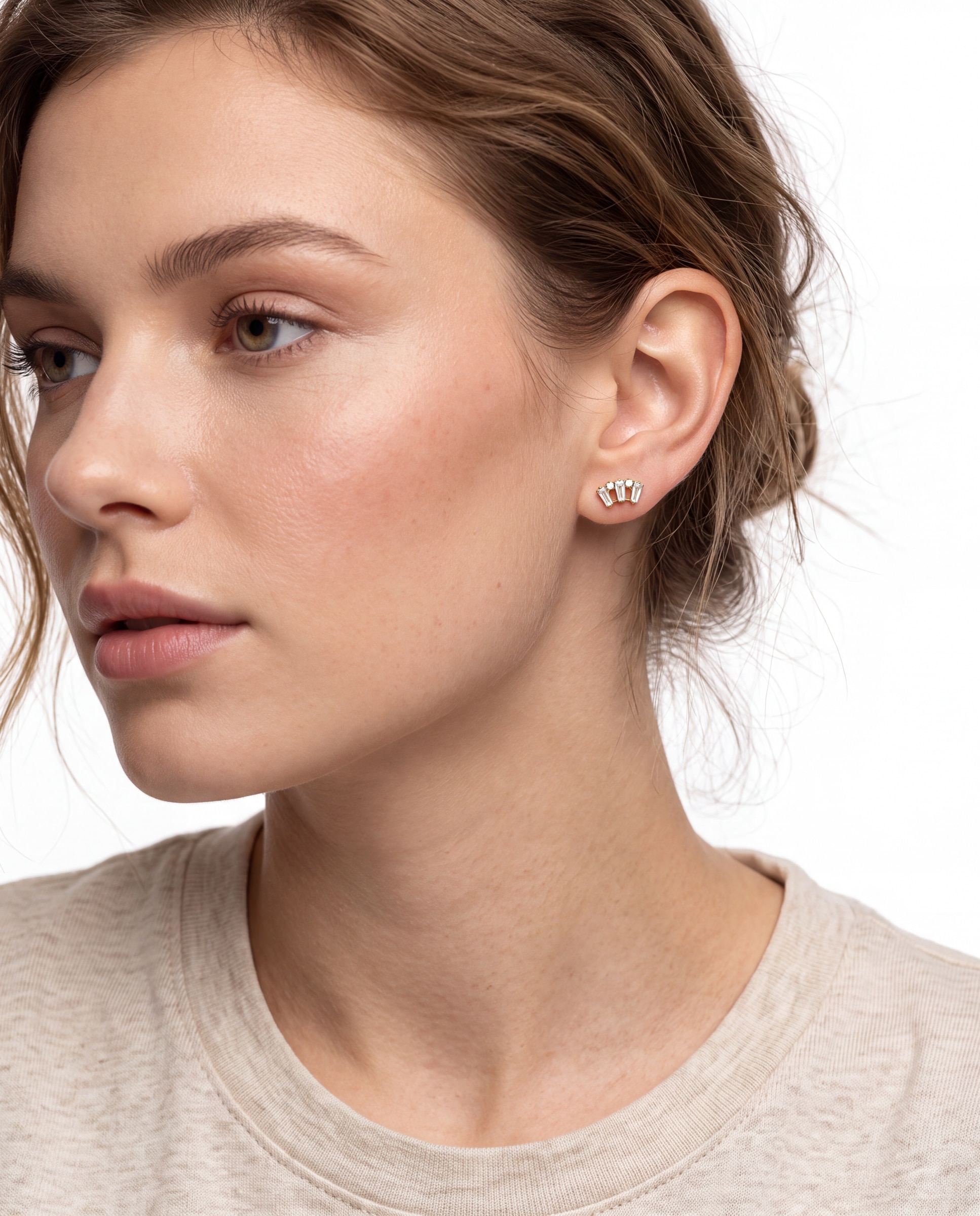 Piercing de Titânio com Zirconita Brilhante e Acabamento em Ouro Amarelo de 18k Branco-2
