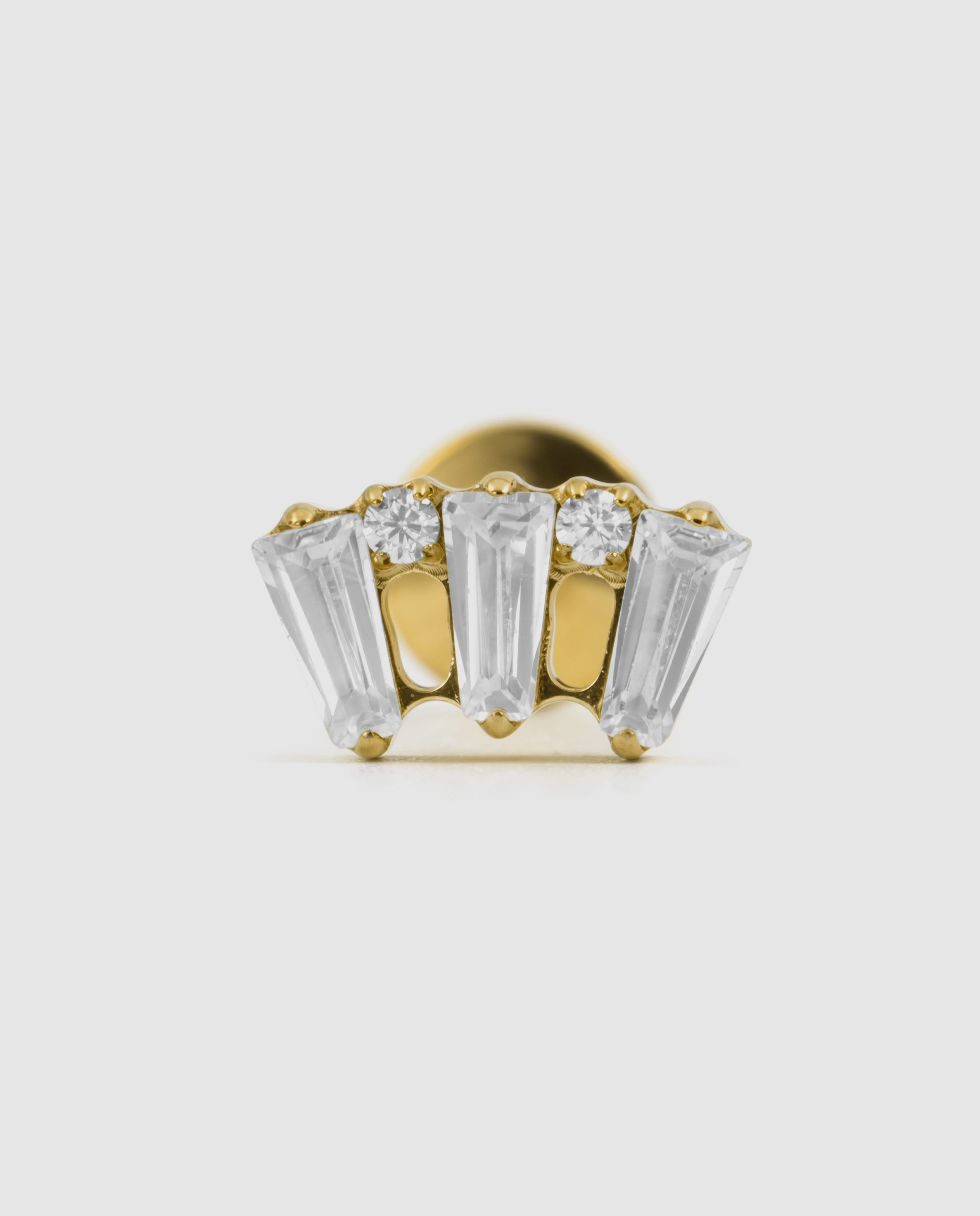 Piercing de Titânio com Zirconita Brilhante e Acabamento em Ouro Amarelo de 18k Branco-3