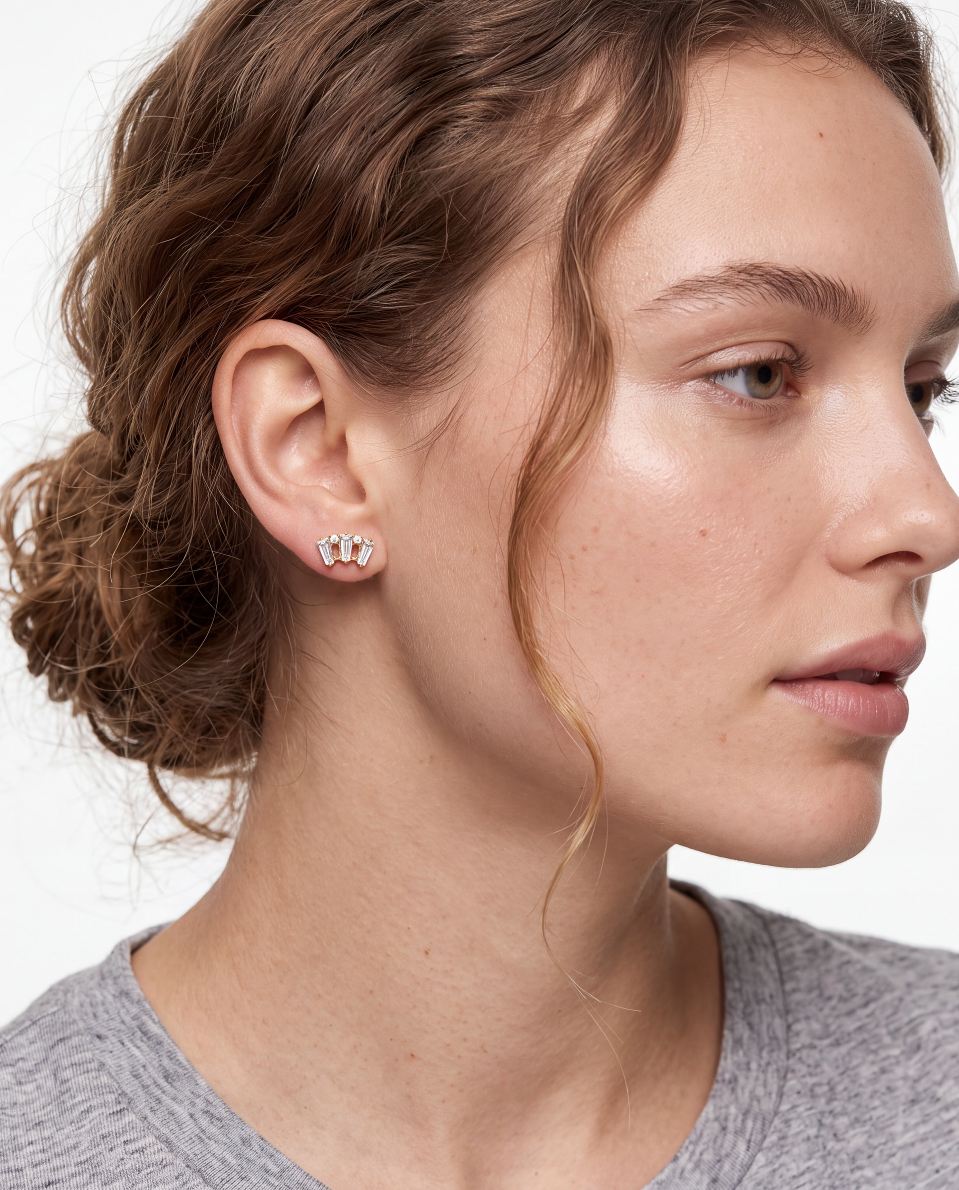 Piercing de Titânio com Zirconita Brilhante e Acabamento em Ouro Amarelo de 18k Branco-5