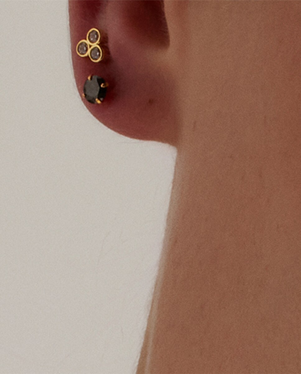 Brincos África Moda de Prata de Lei 925 com Acabamentos em Ouro Amarelo de 18 Quilates Ouro-4