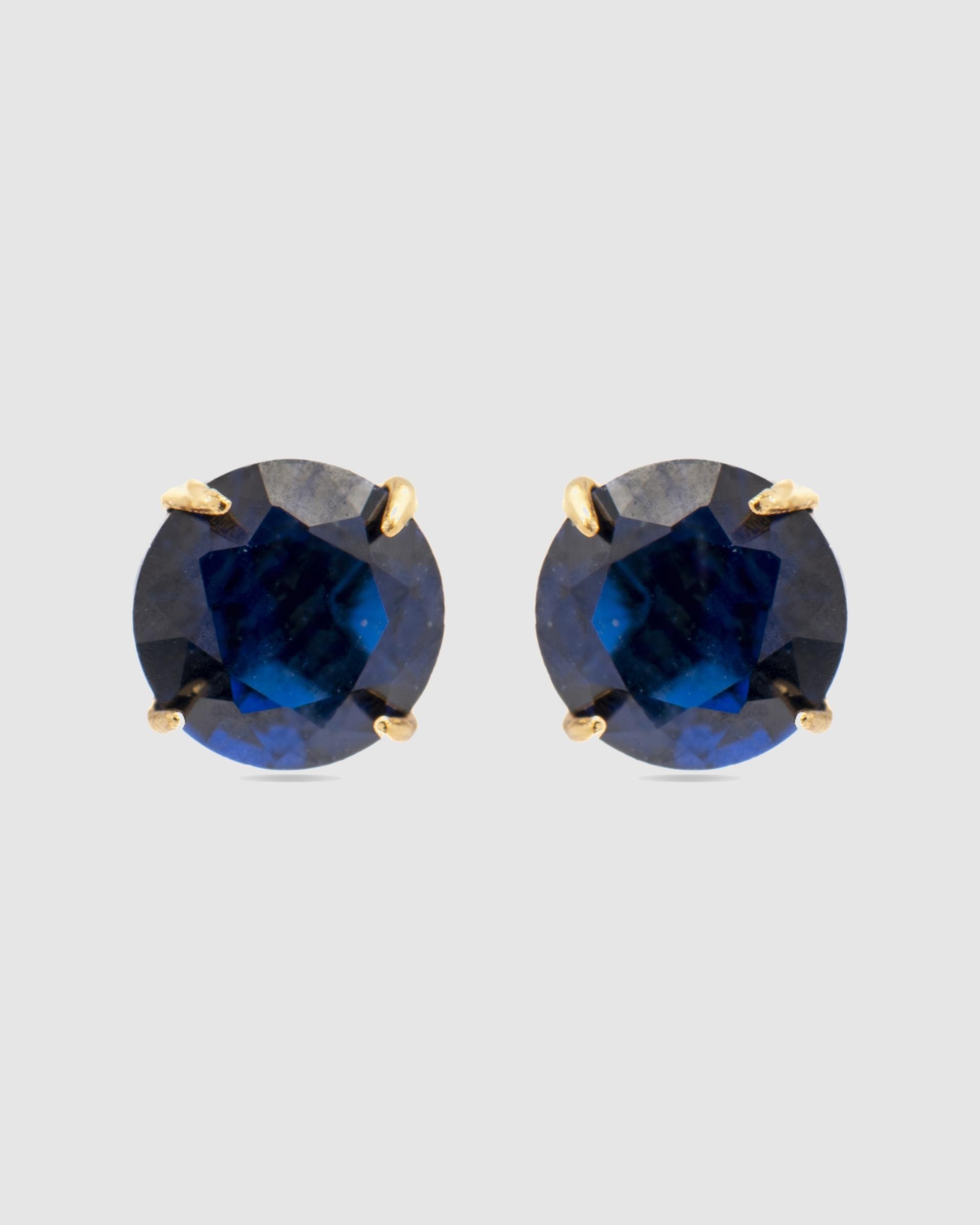 Brincos África Moda de Prata de Lei 925 com Acabamentos em Ouro Amarelo de 18 Quilates Azul-marinho-1