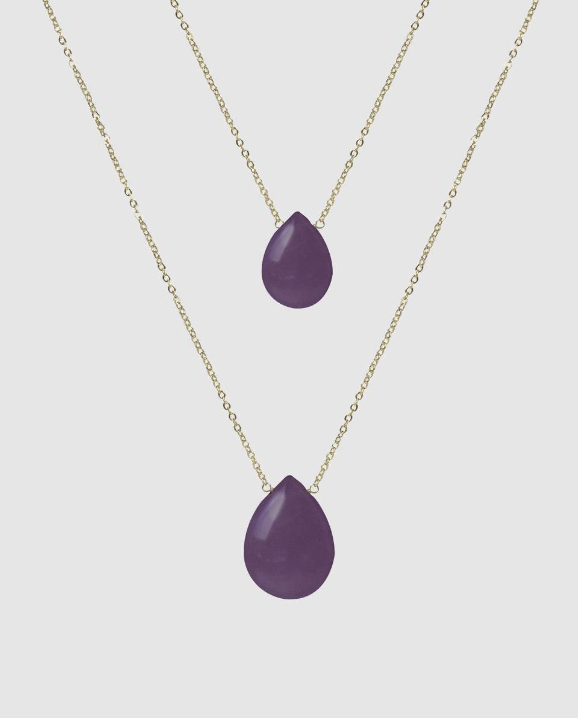 Colar África Moda Acabado em Ouro Amarelo de 18 Quilates com Ametista Natural Roxo-1