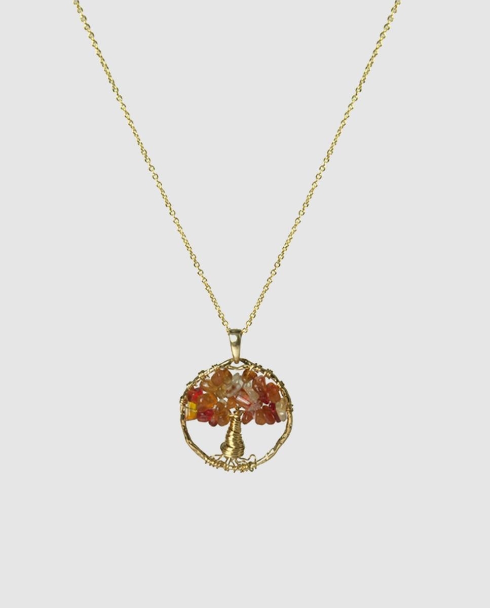 Colar África Moda com Acabamento em Ouro Amarelo de 18 Quilates Vermelho-telha-1